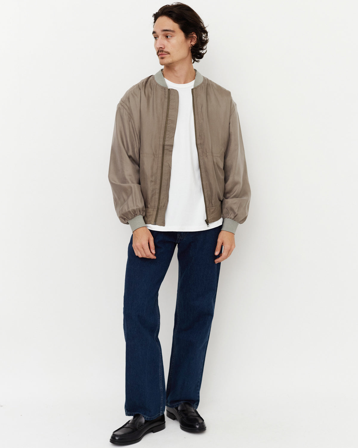 Silk Bomber Jacket / Beige