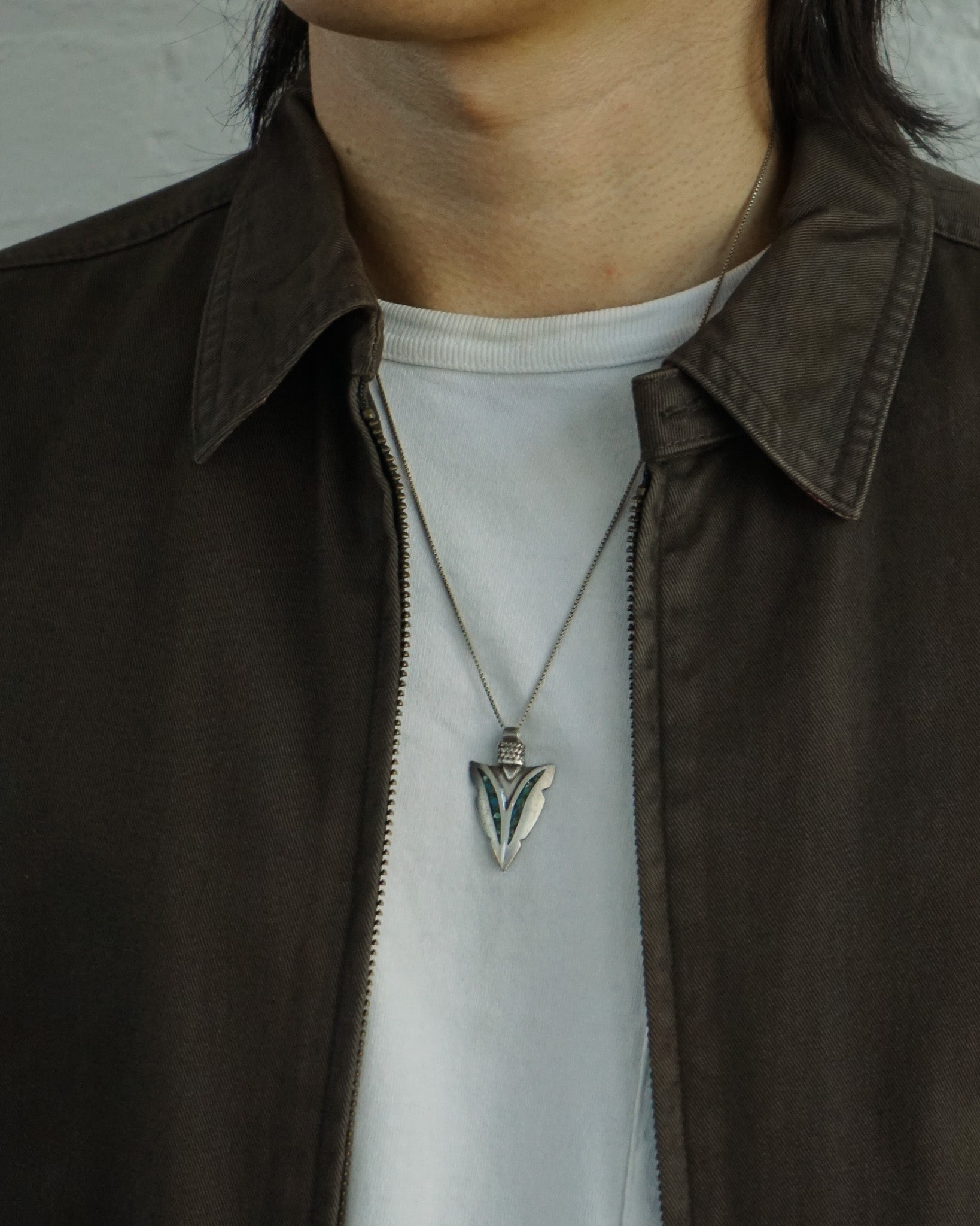 Silver Chain Necklace w/ Arrowhead Charm