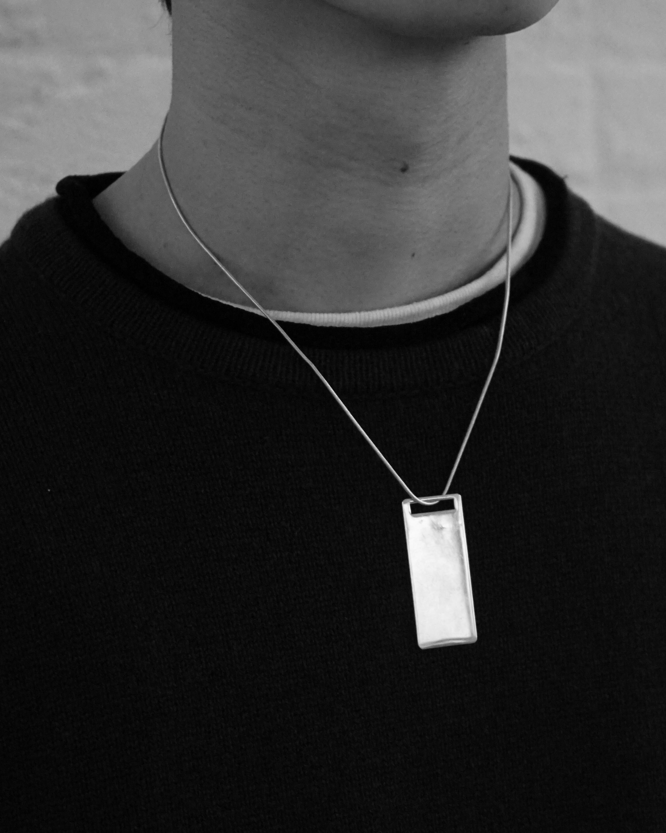 Silver Chain Necklace w/ Tag Charm