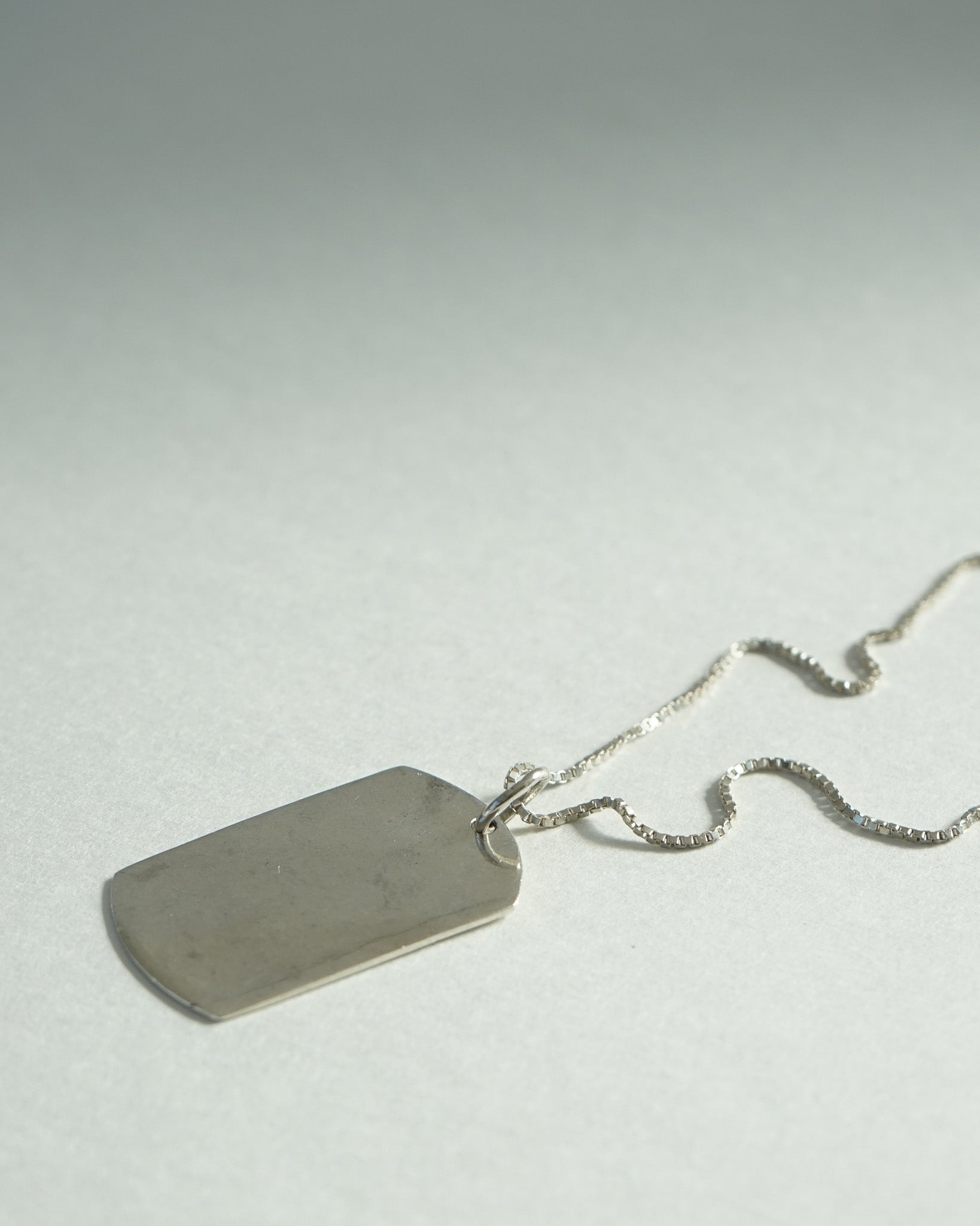 Silver Chain Necklace w/ Dog Tag Charm