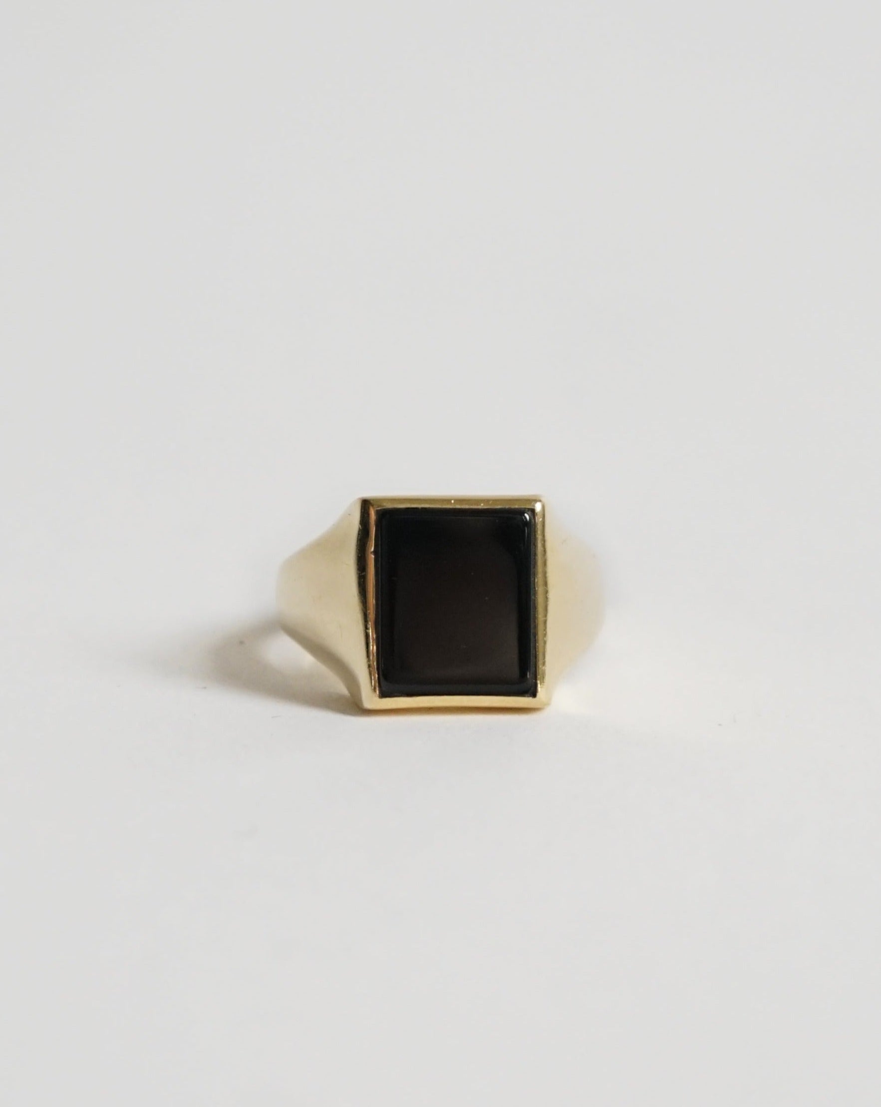 14k Gold Square Ring w/ Onyx / size: 10