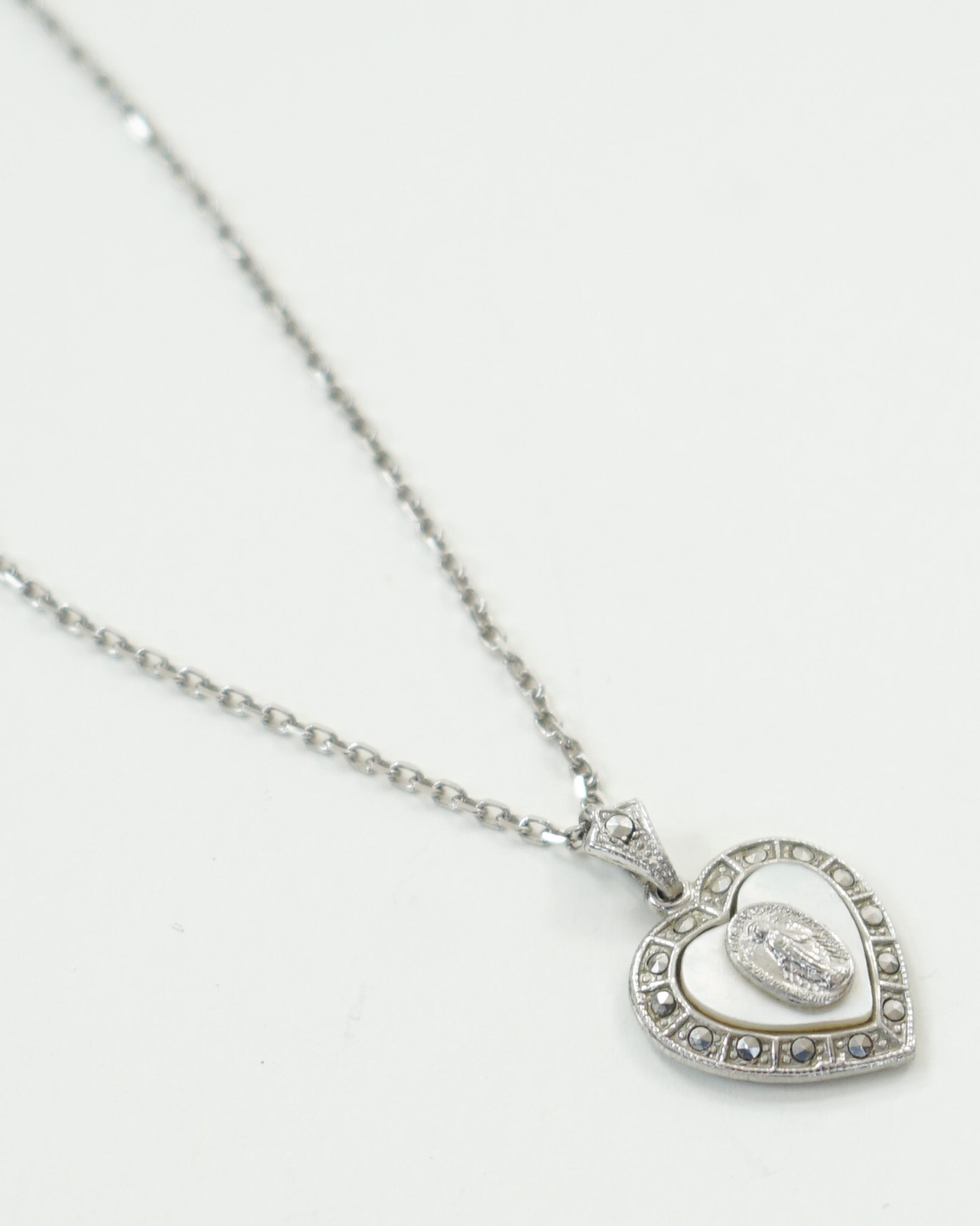 Silver Necklace w/ Religious Charm 