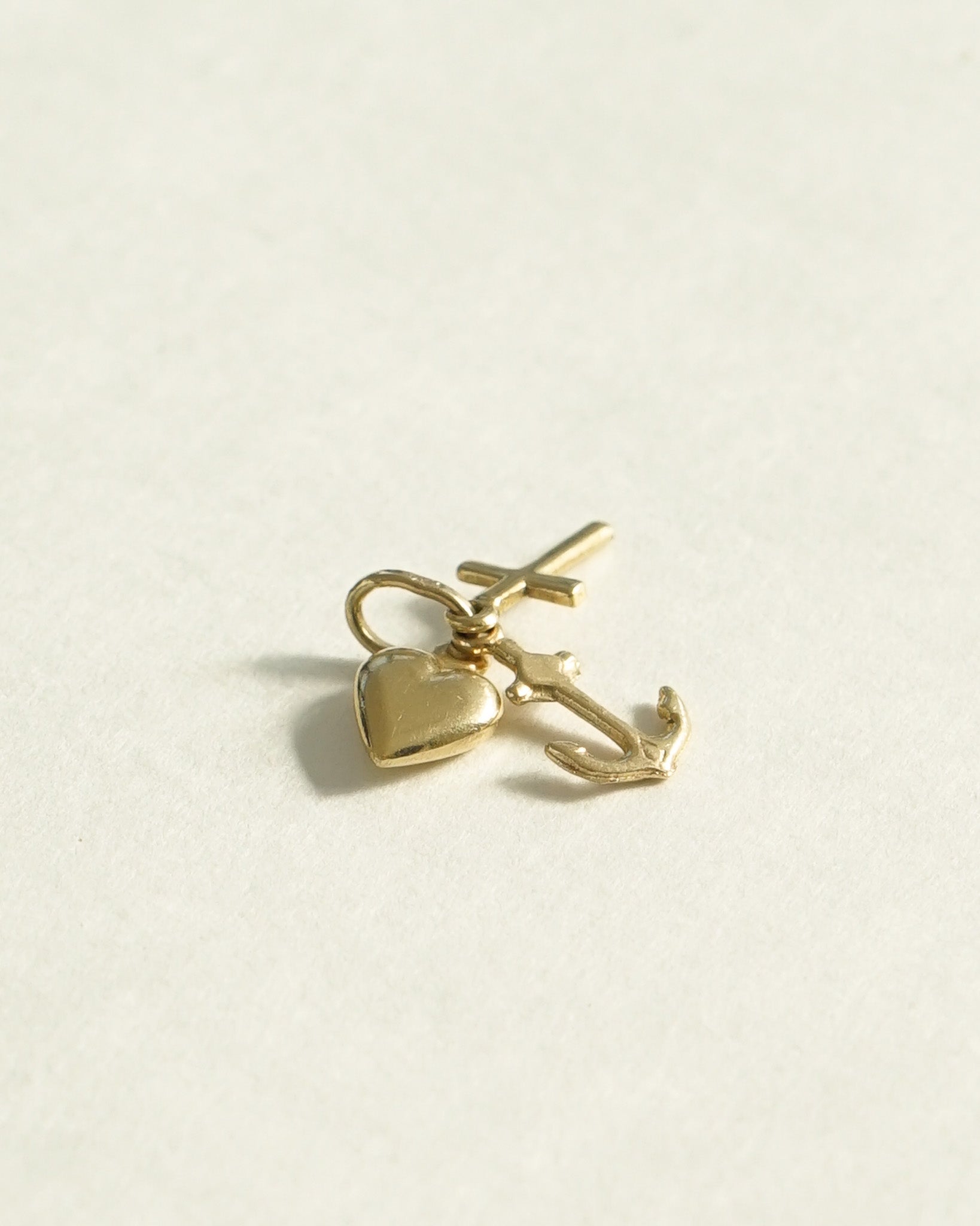 14k Gold Heart, Cross & Anchor Charm