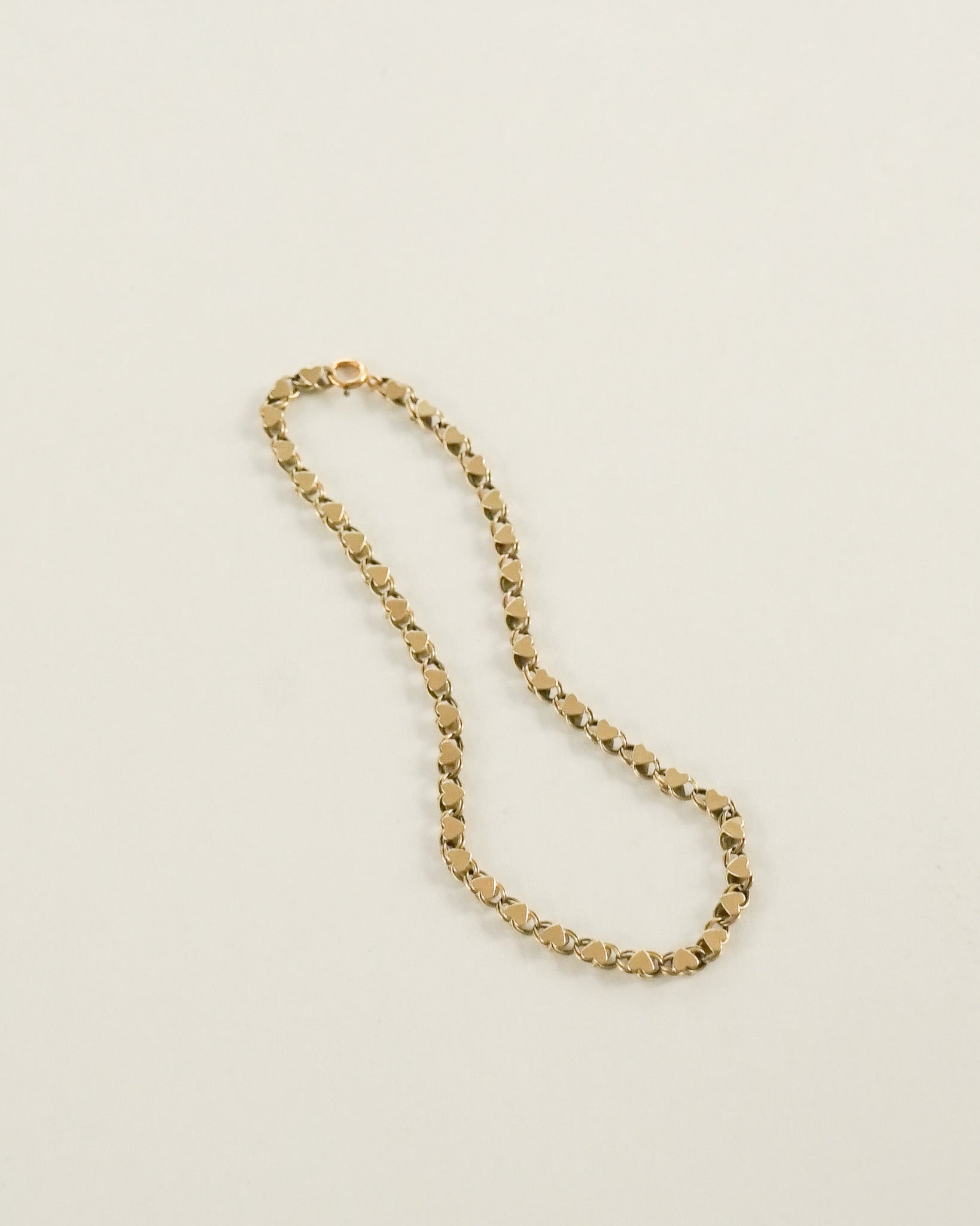 14k Gold Mirror Heart Link Chain Bracelet