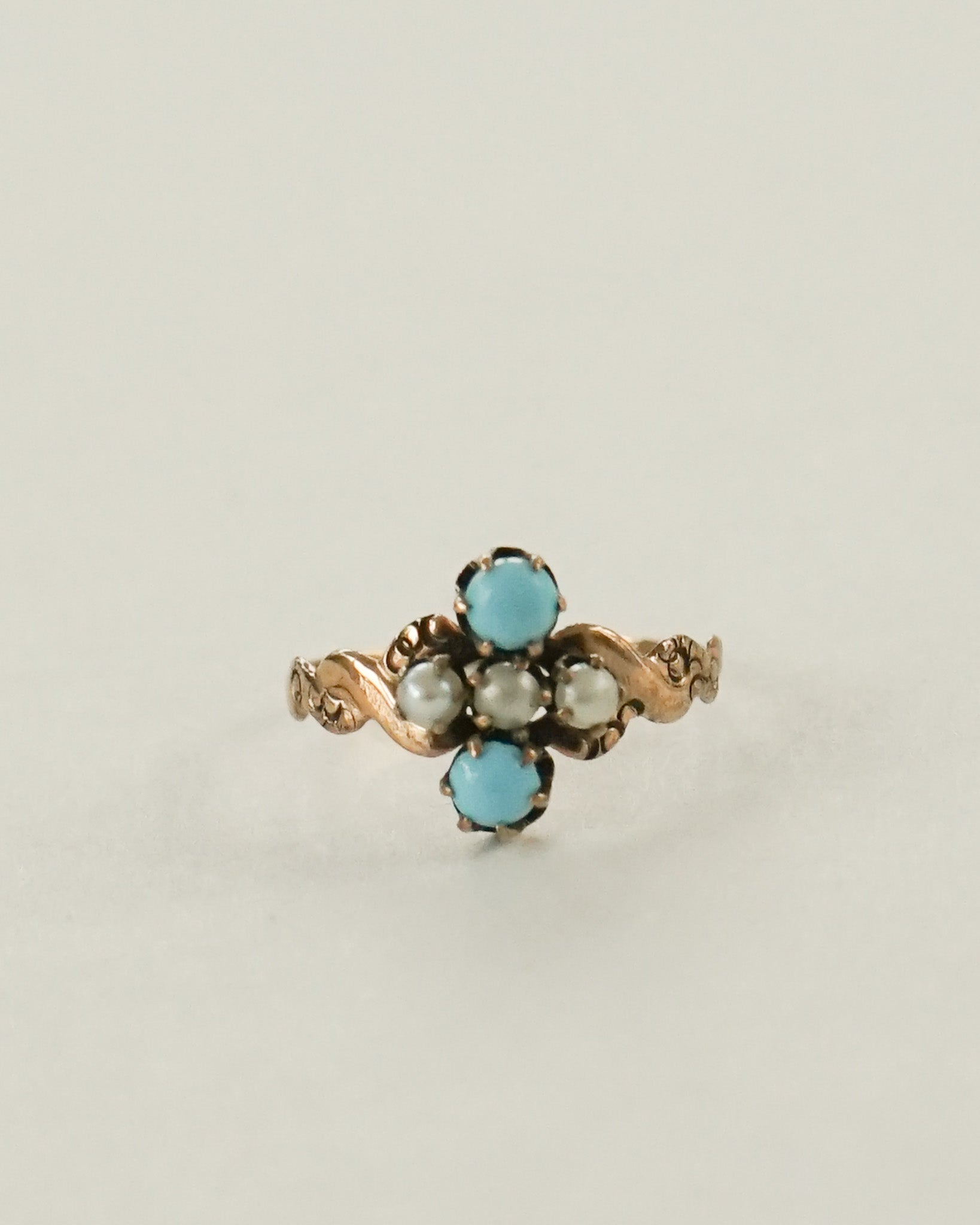 10k Gold Ring w/ Pearl & Turquoise