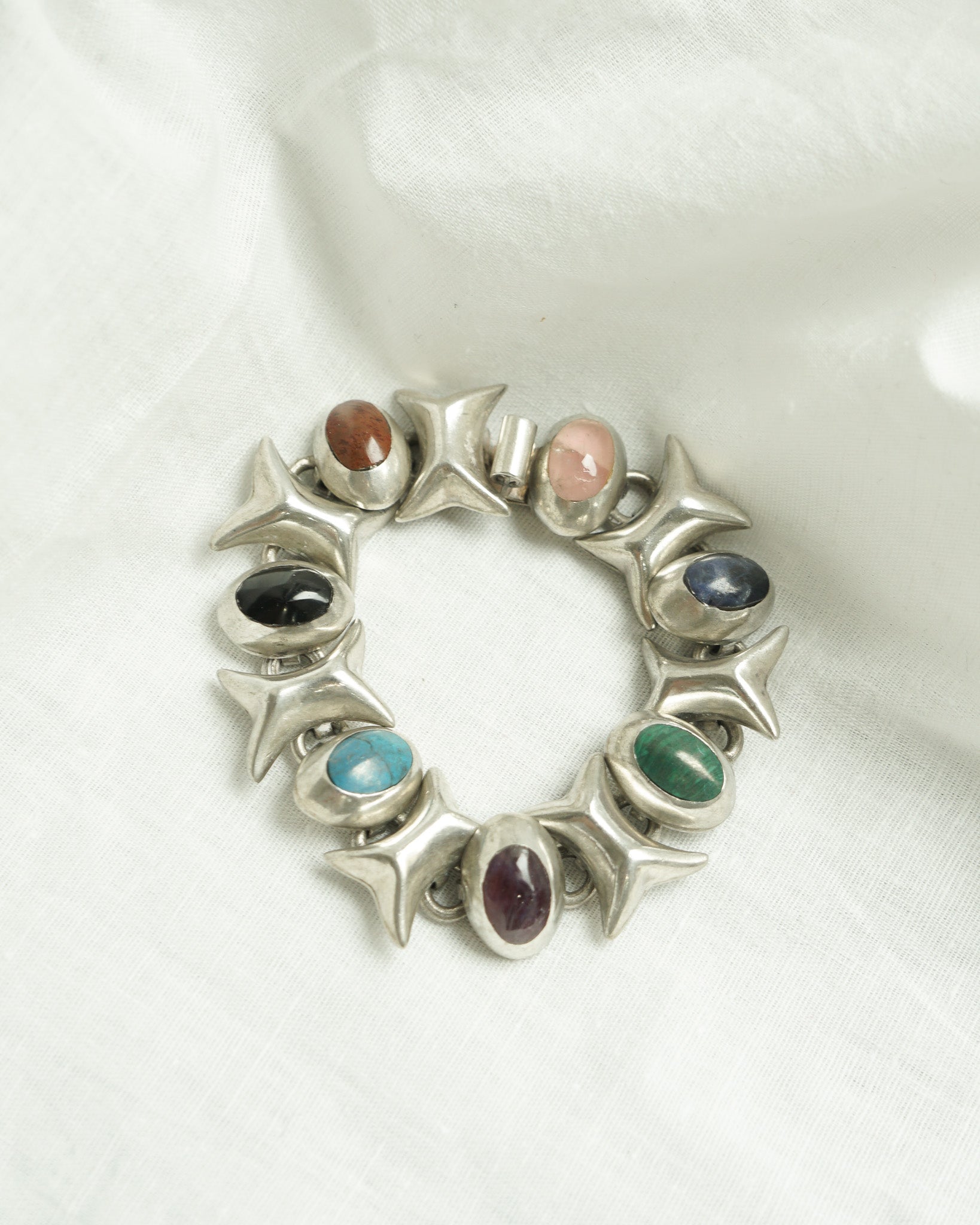 Silver Bracelet w/ Multi stones