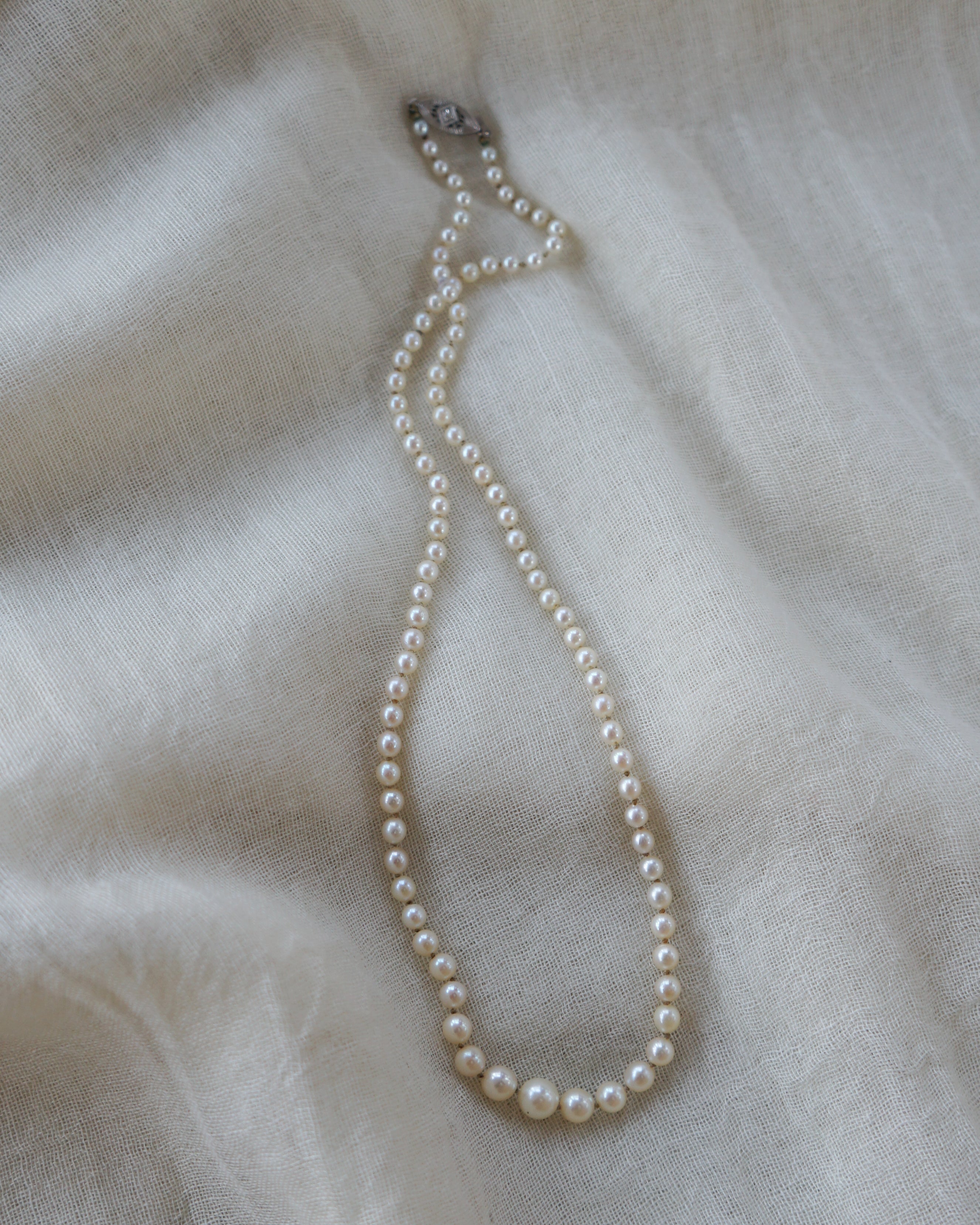 Pearl Necklace w/ 14k White Gold Clasp