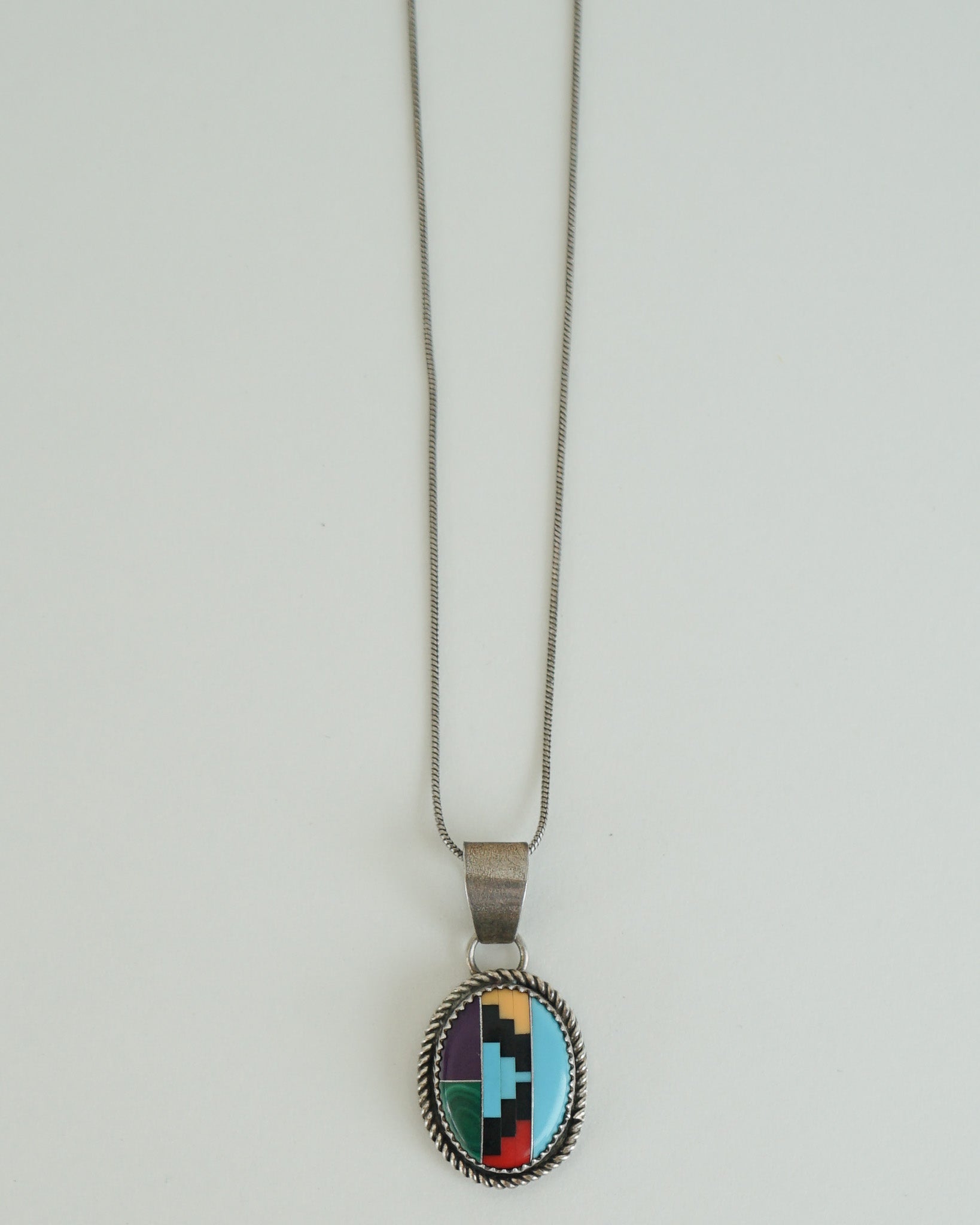 Silver Chain Necklace w/ Native American Charm