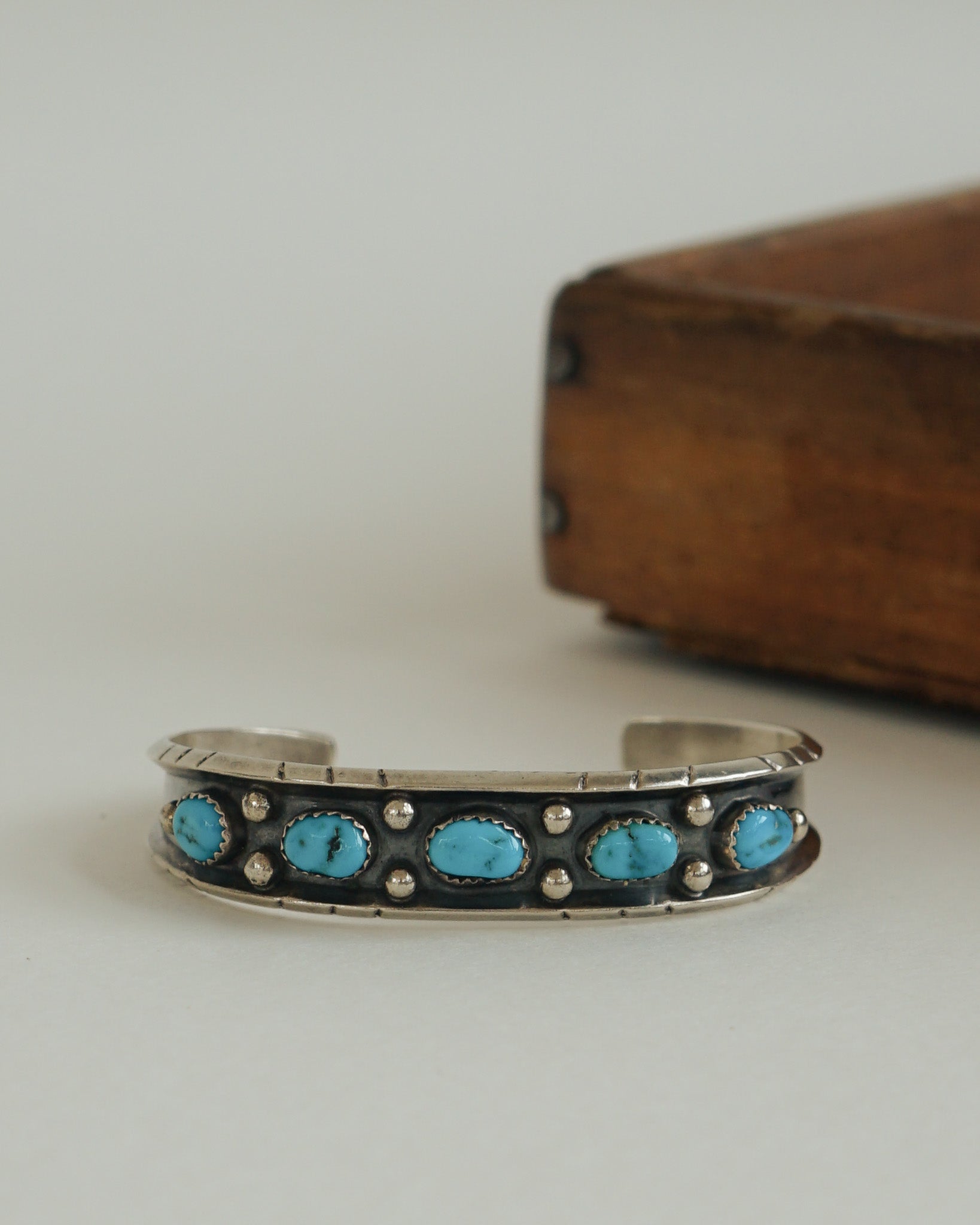 Silver Native American Cuff Bracelet w/ Turquoise