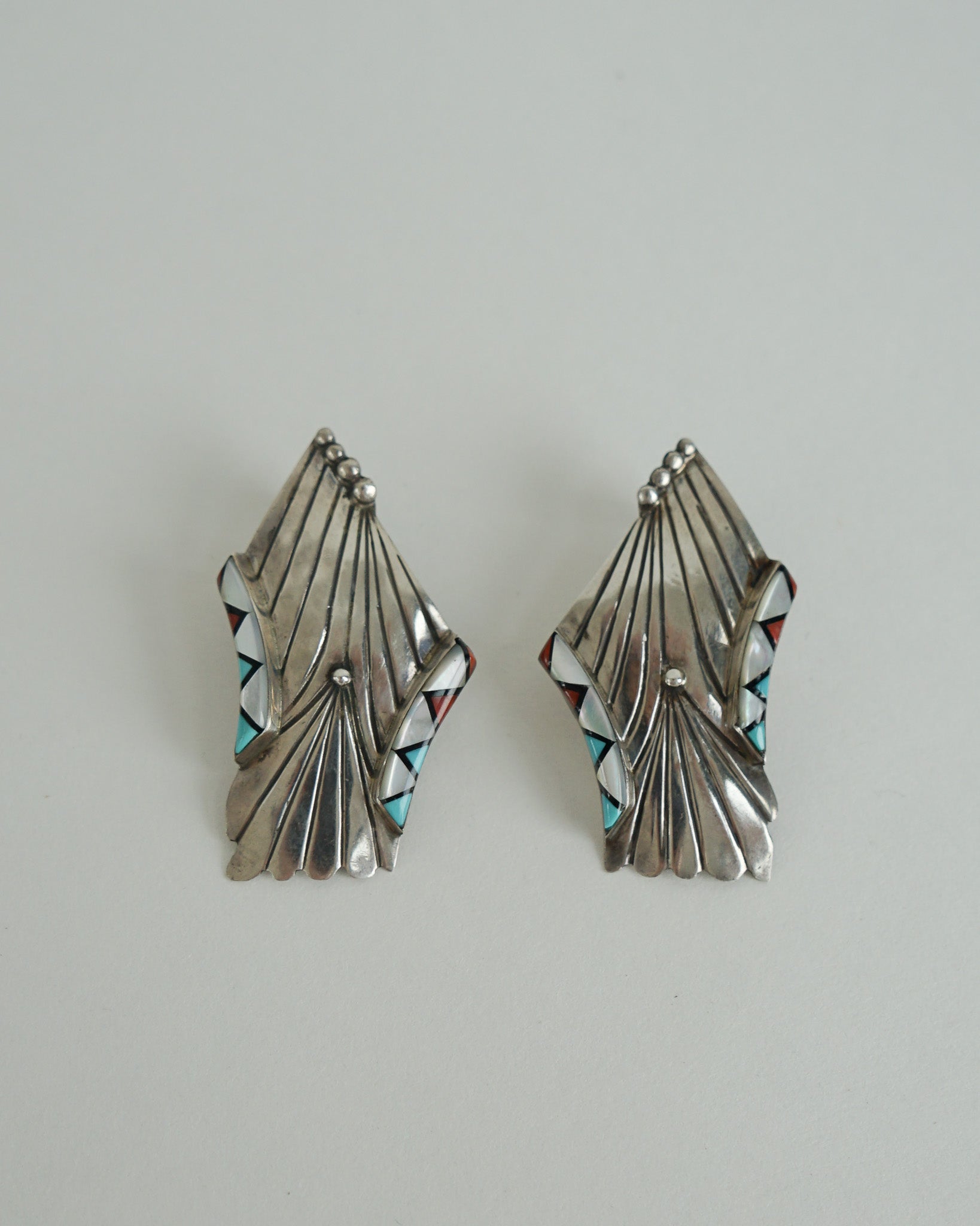 Silver Native American Inlay Earrings