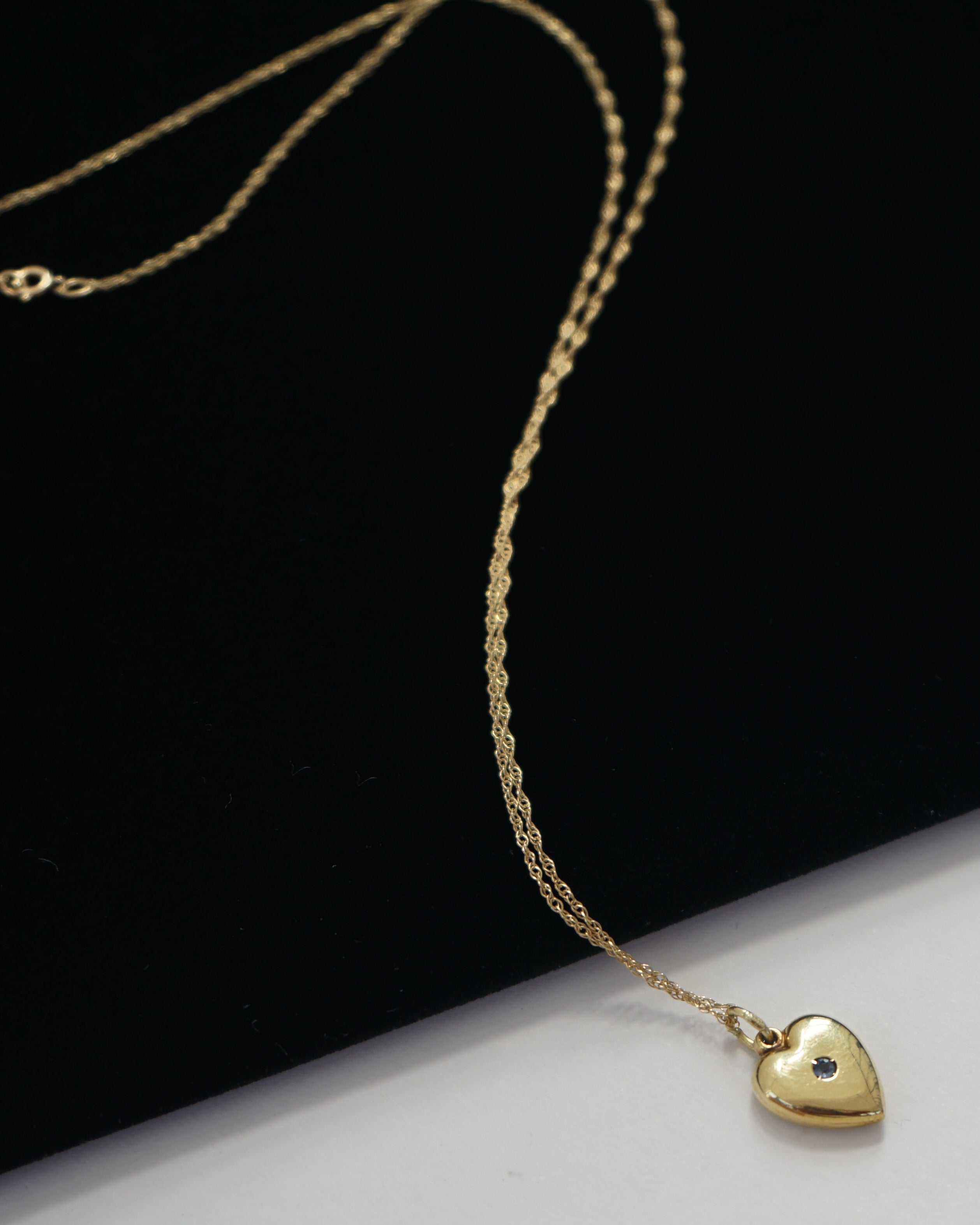 14k Gold Necklace w/ Sapphire Heart Charm
