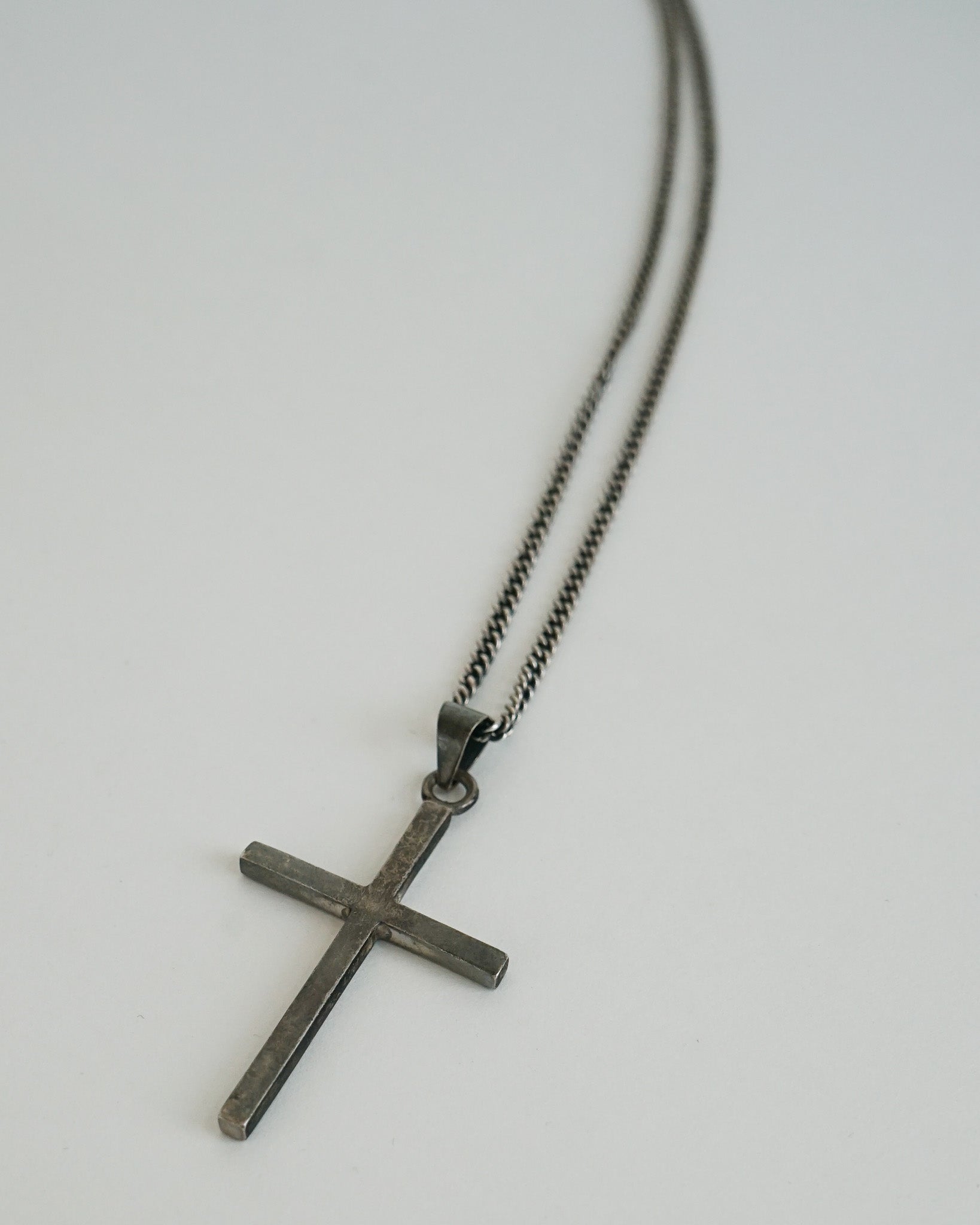 Silver Chain Necklace w/ Cross Charm