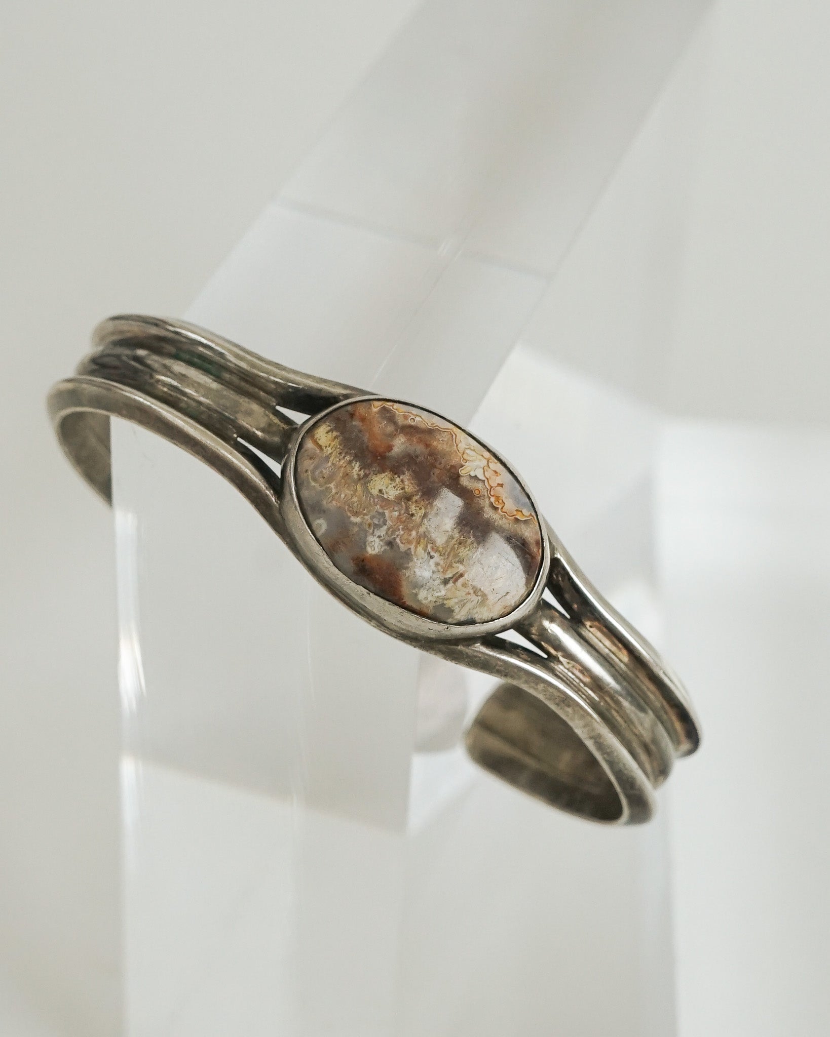 Silver Cuff Bracelet w/ Agate