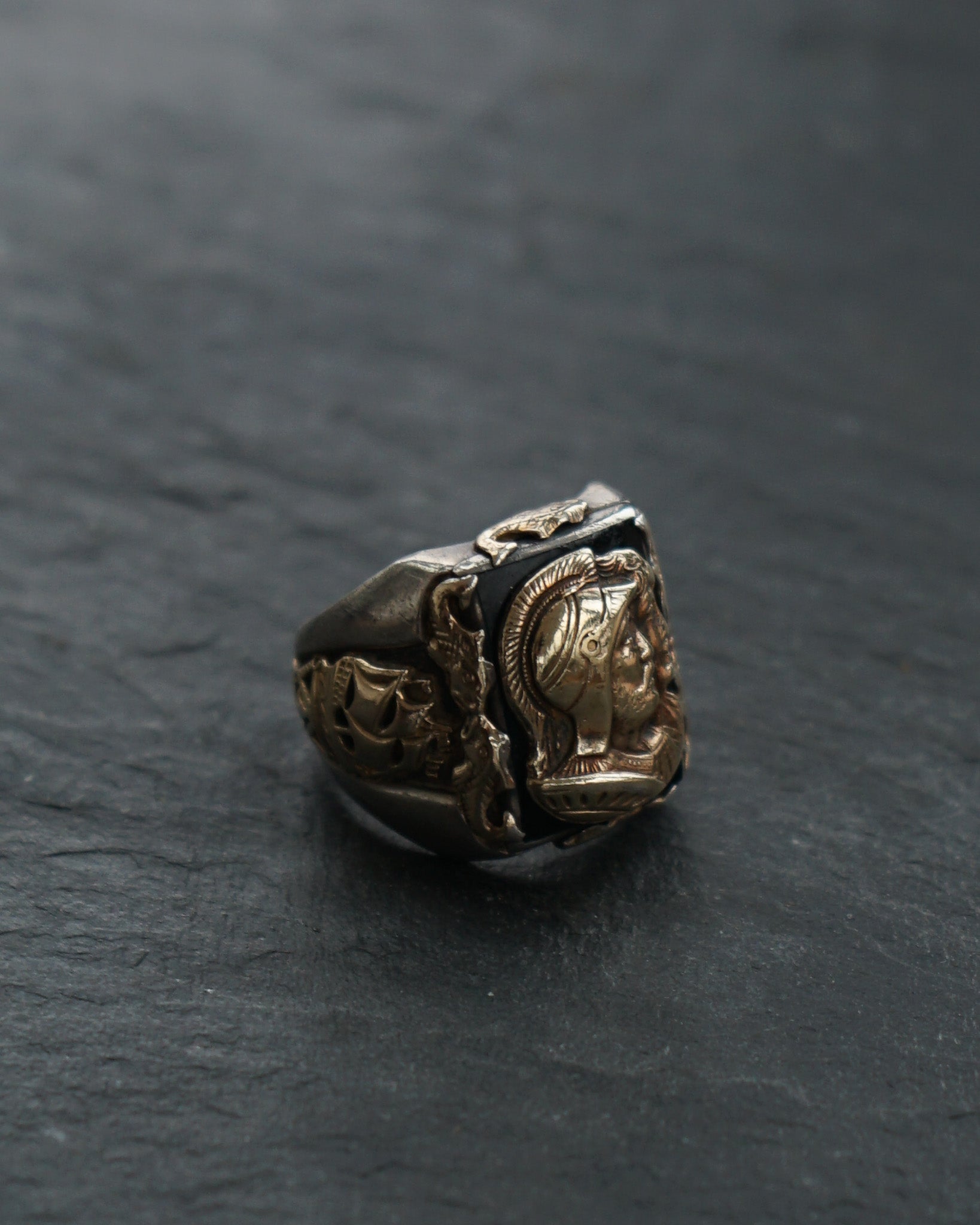 Silver x 10k Gold Double Warrior Cameo Ring