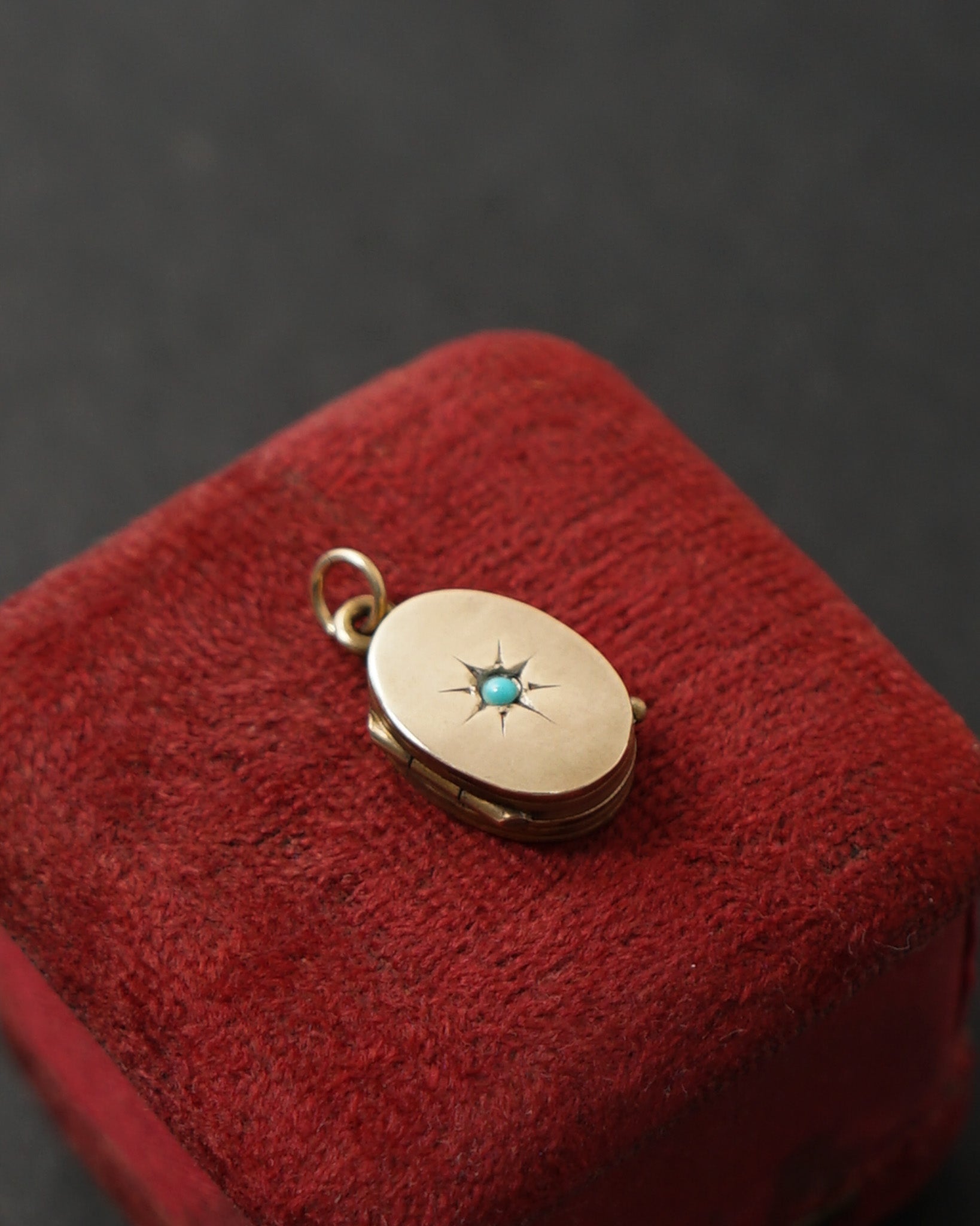 10k Gold Locket Charm w/ Turquoise