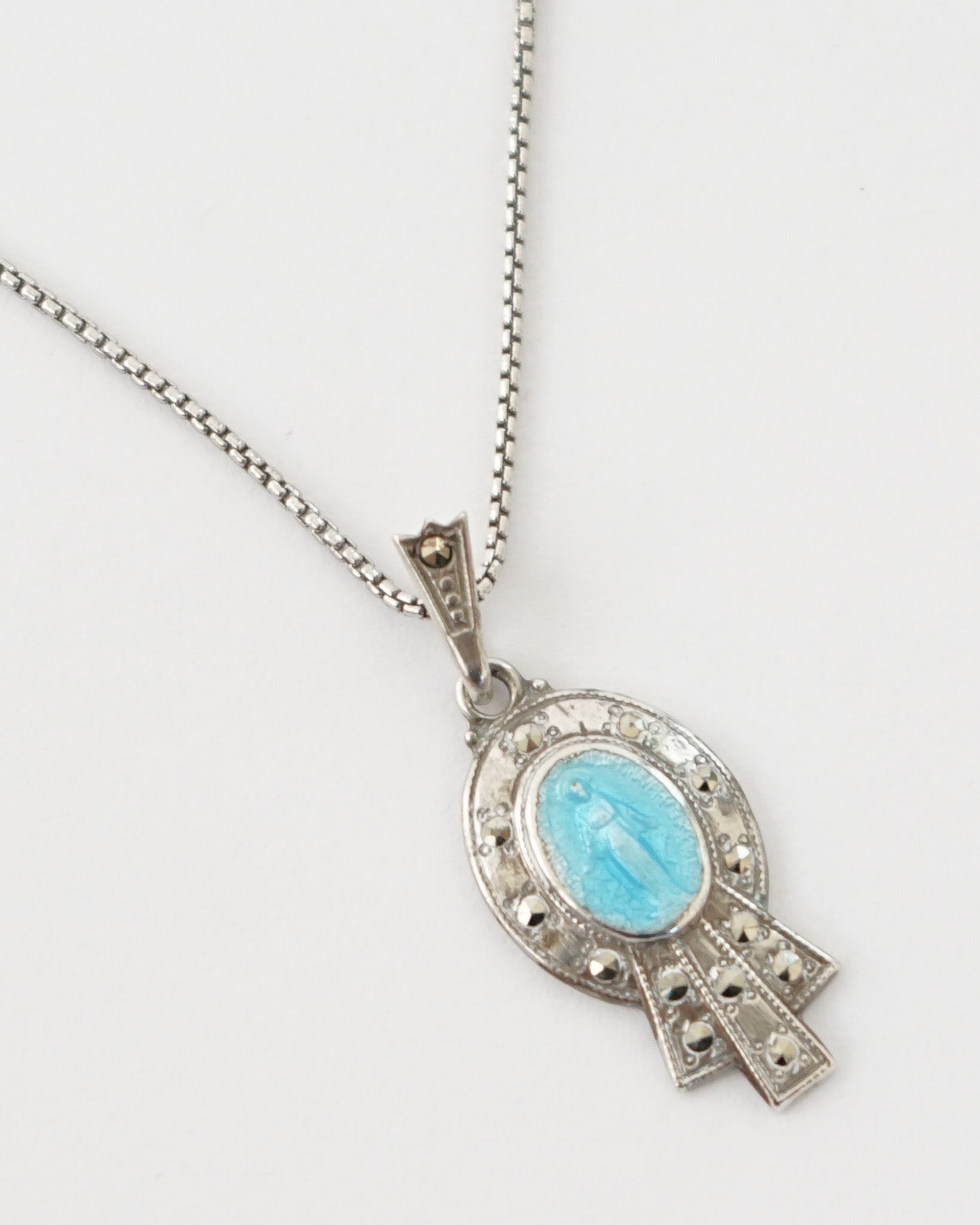 Silver Necklace w/ Religious Charm