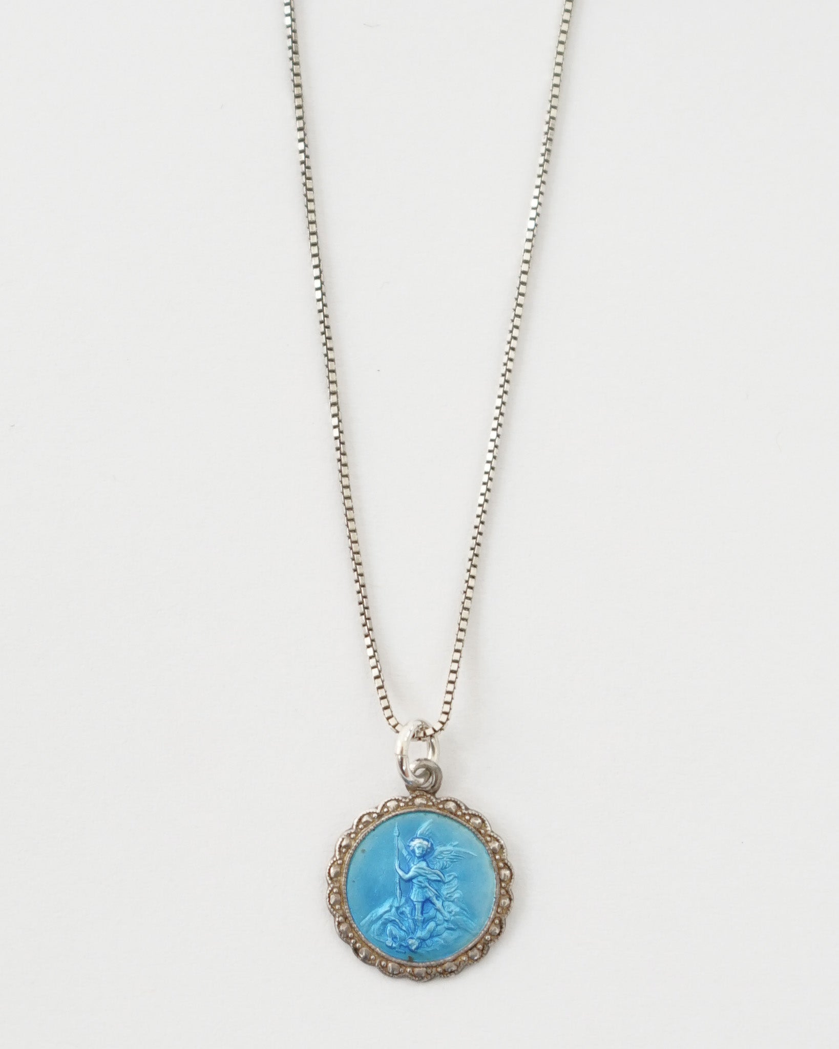 Silver Necklace w/ Religious Charm