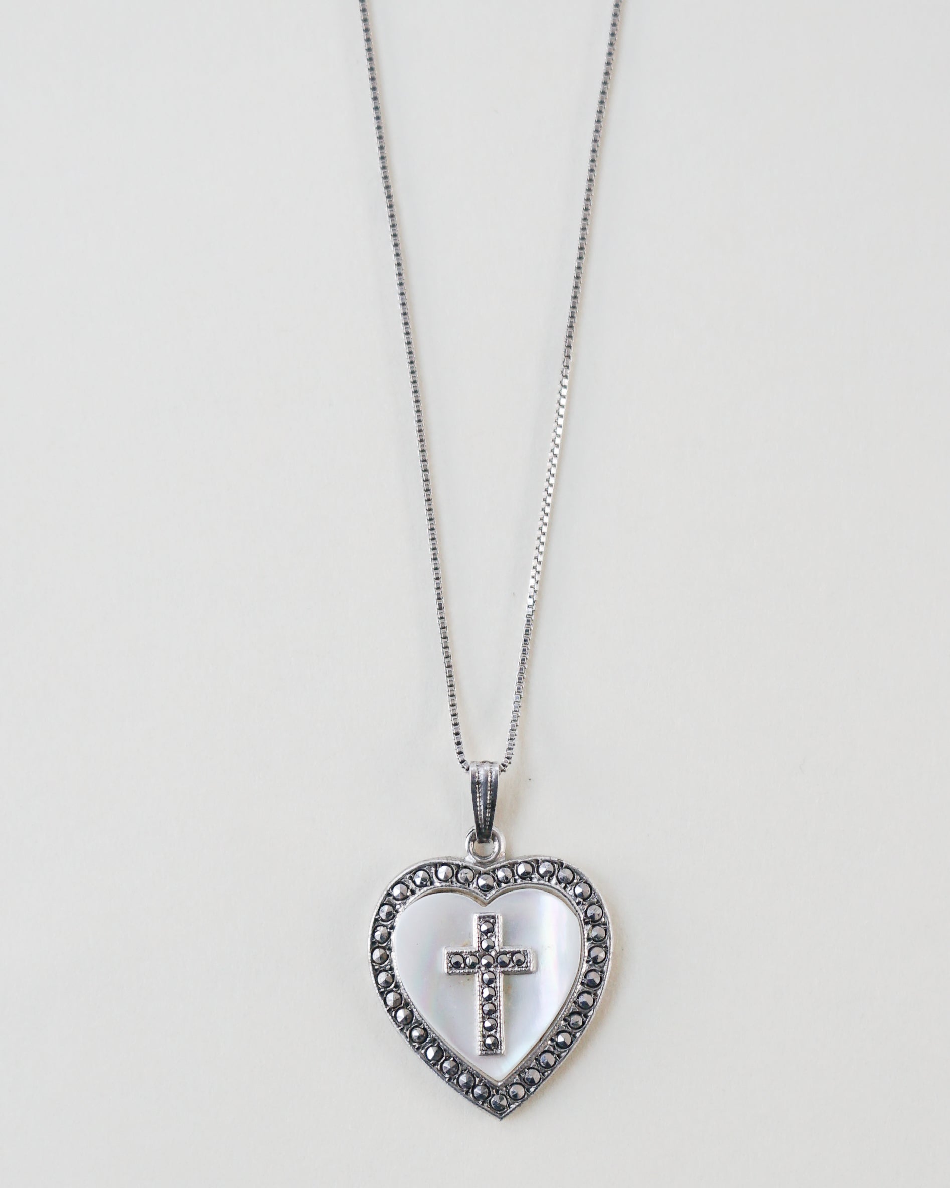 Silver Chain Necklace w/ Religious Charm