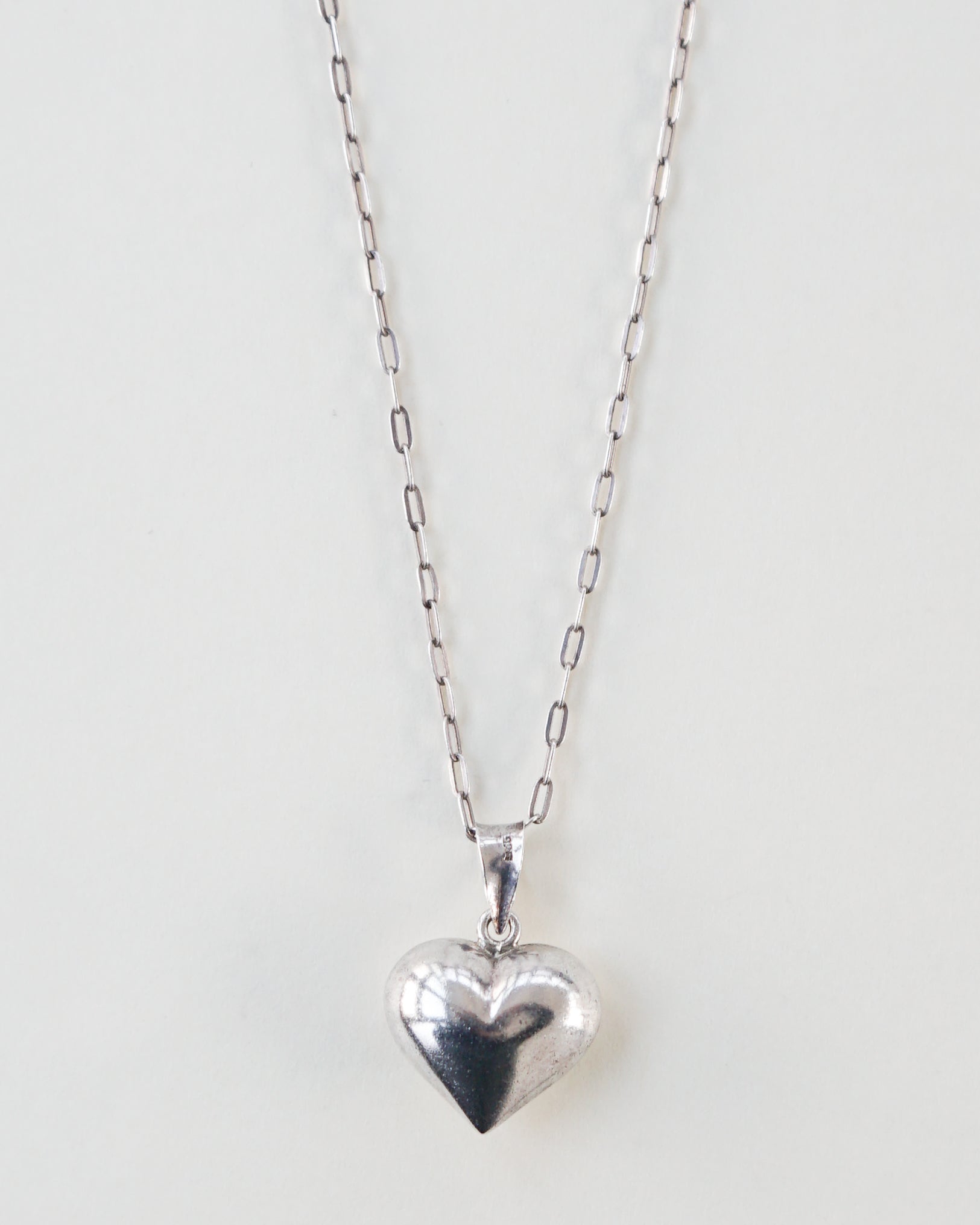 Silver Chain Necklace w/ Puffy Heart Charm