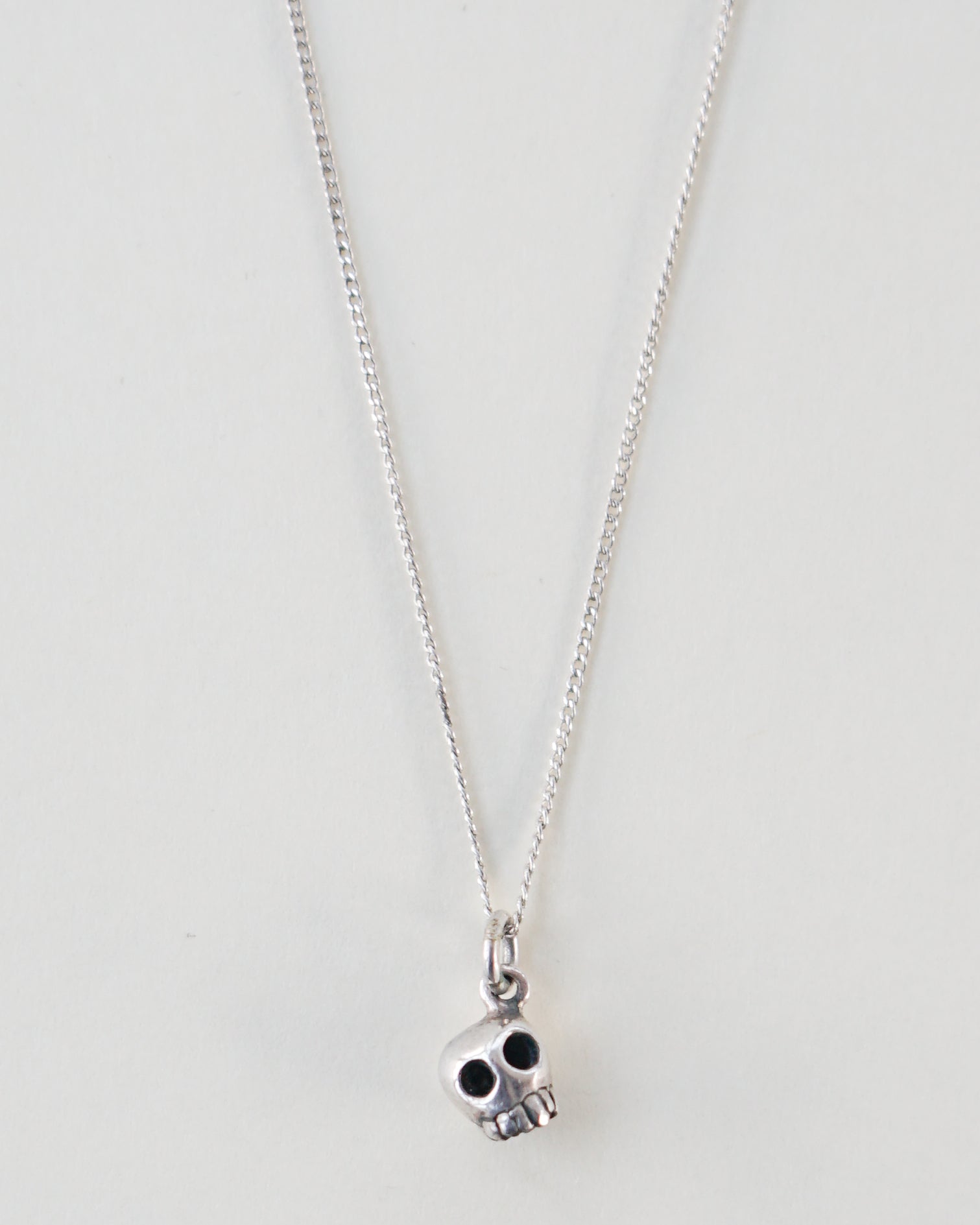 Silver Chain Necklace w/ Tiny Skull Charm