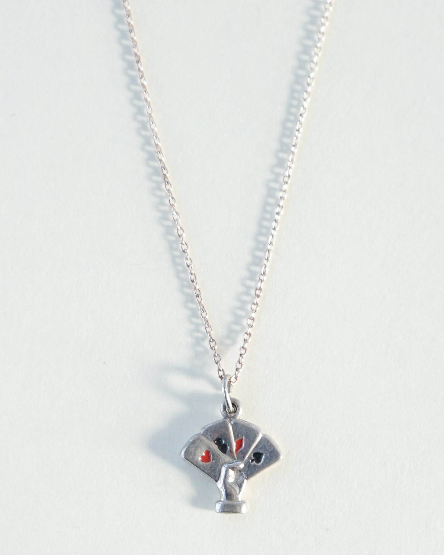 Silver Chain Necklace w/ Cards Charm