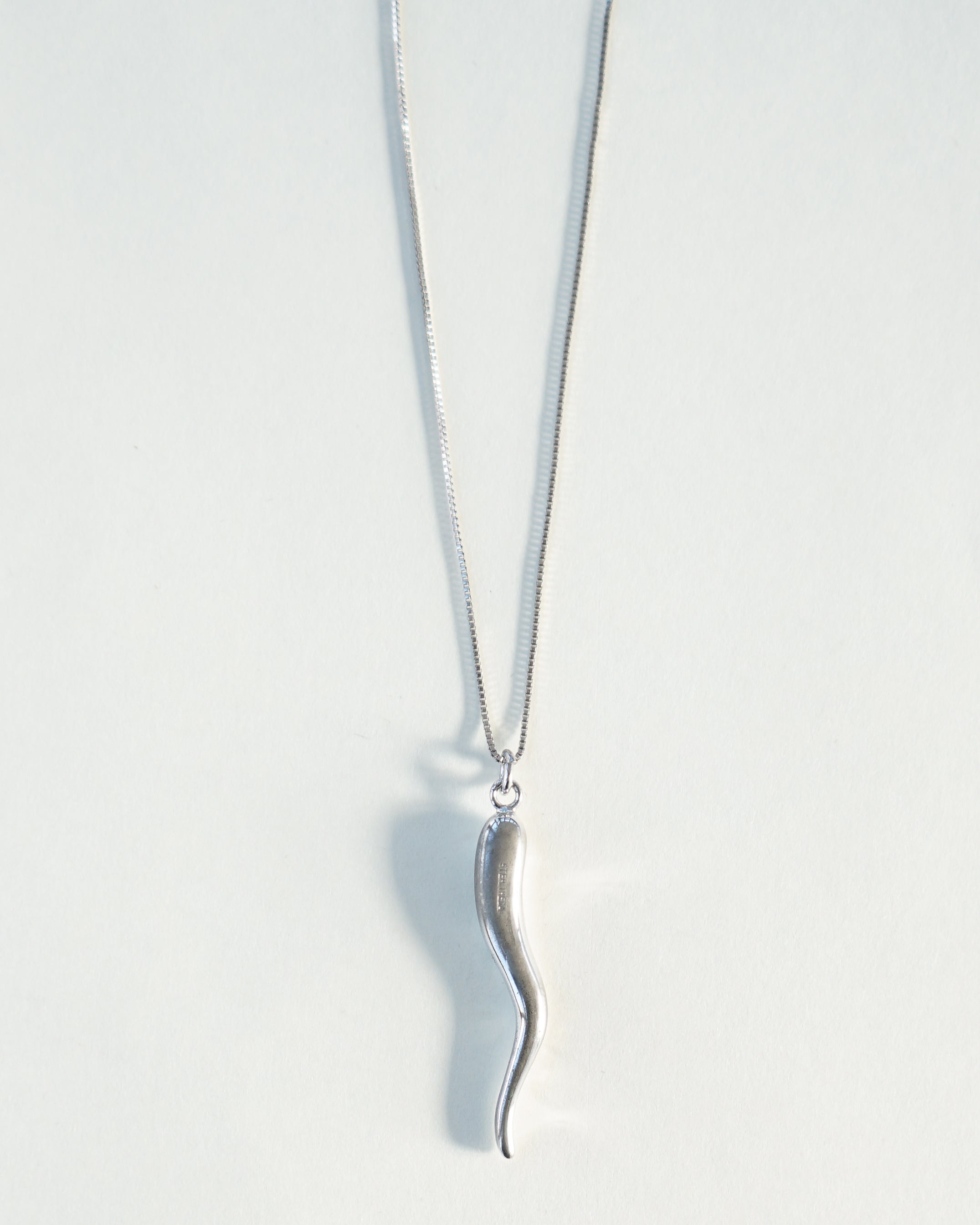 Silver Chain Necklace w/ Horn Charm