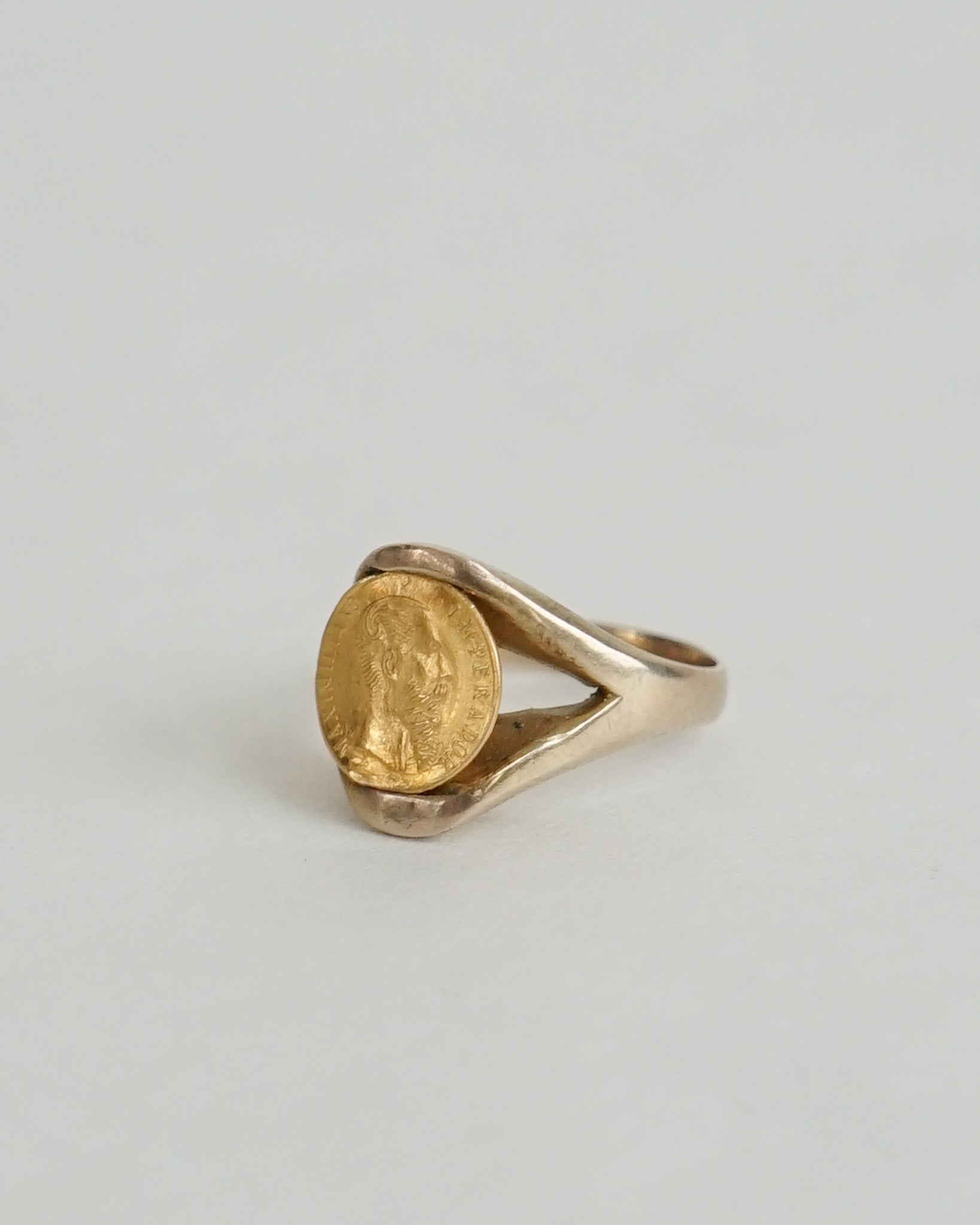 14k Gold Ring w/ 22k Coin