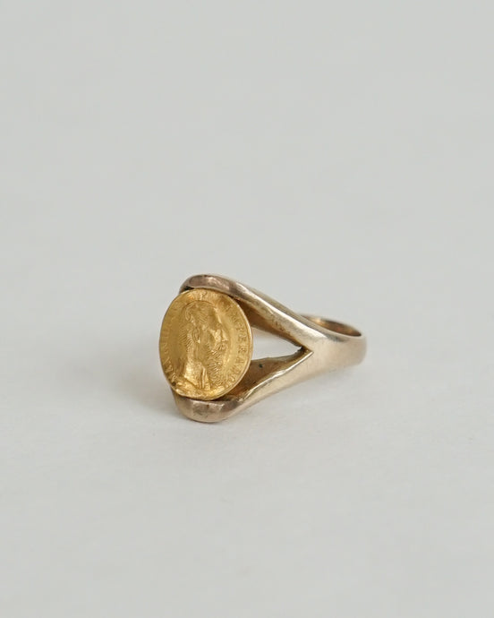 14k Gold Ring w/ 22k Coin