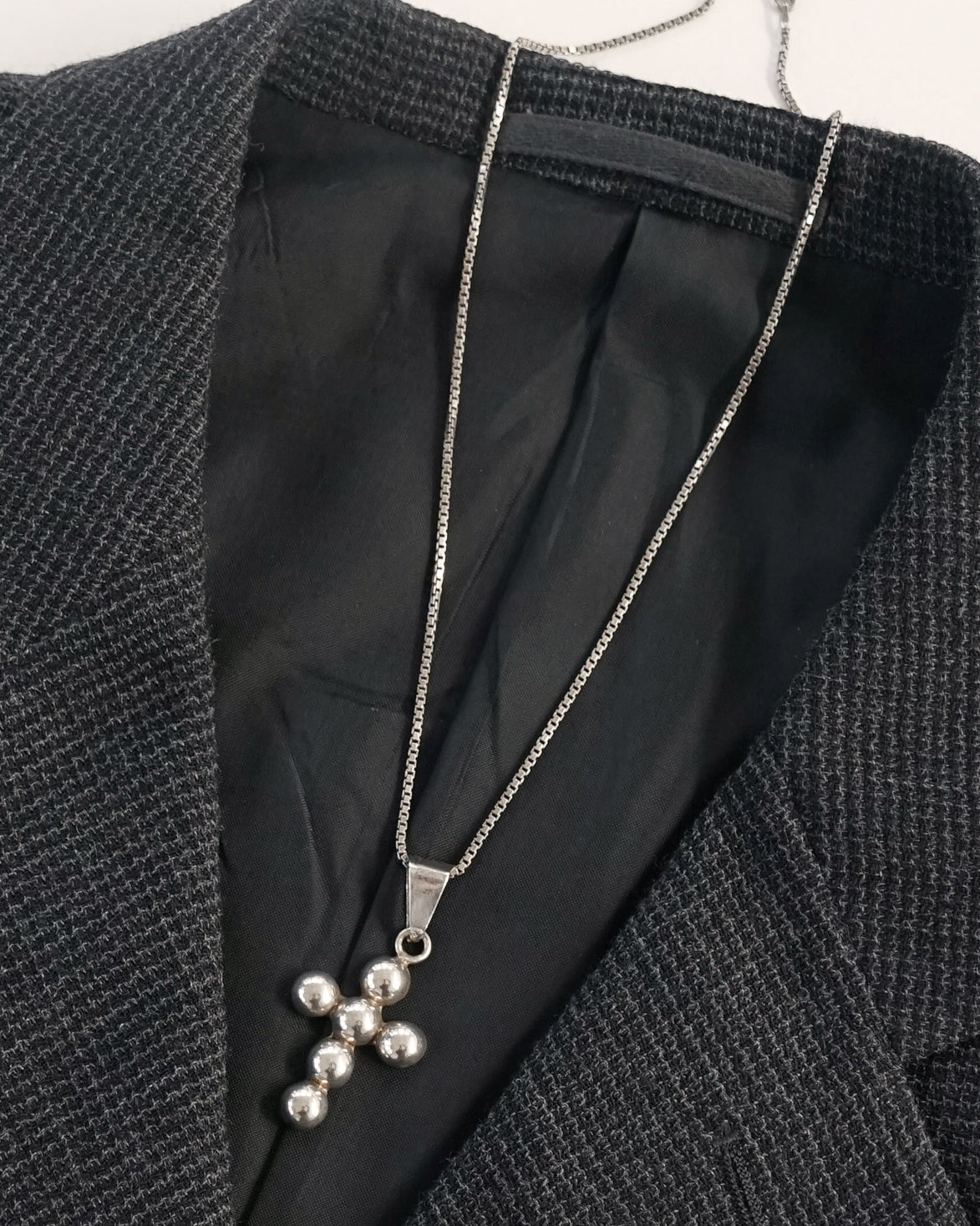 Silver Chain Necklace w/ Cross Charm