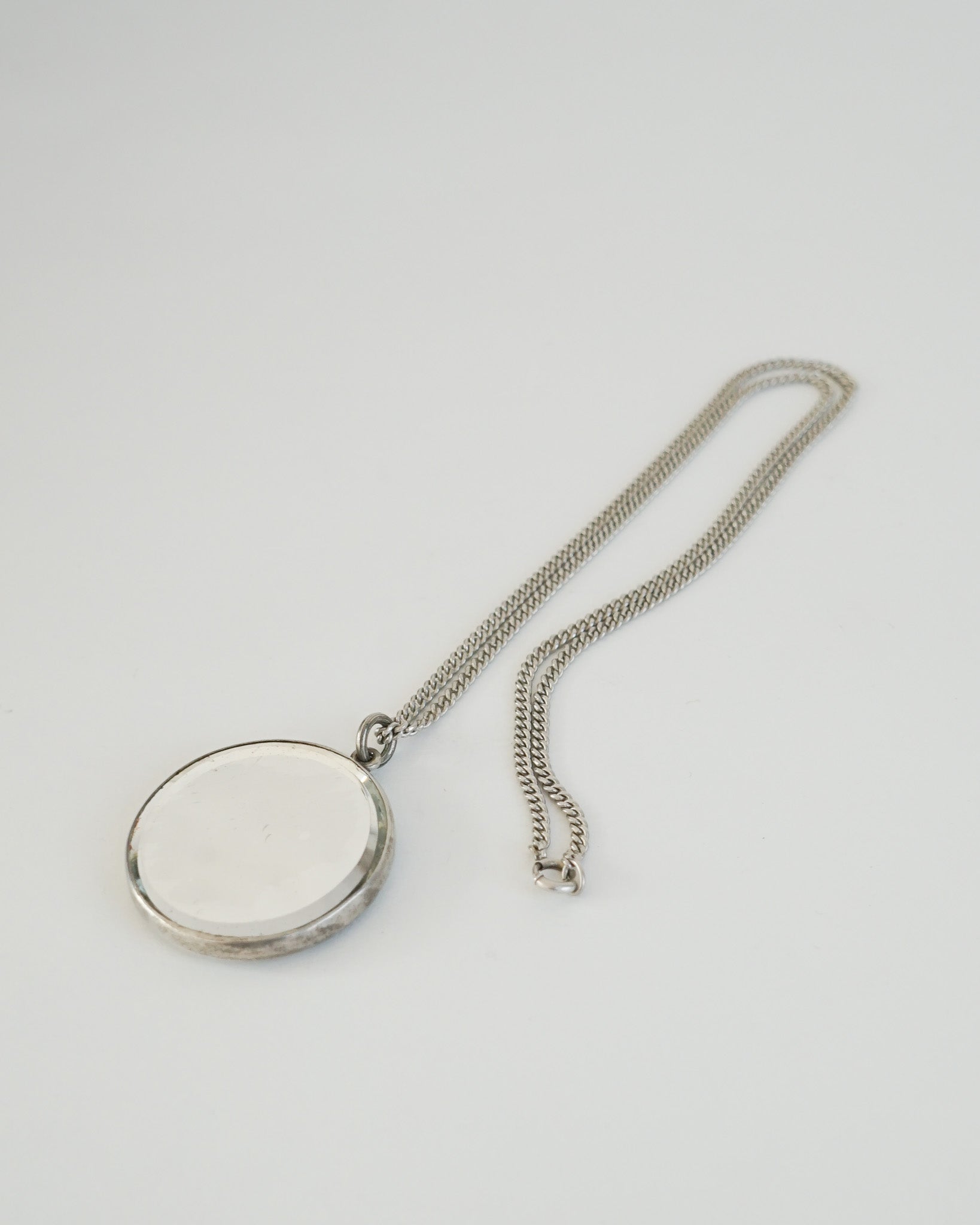 Silver Chain Necklace w/ Mirror Charm