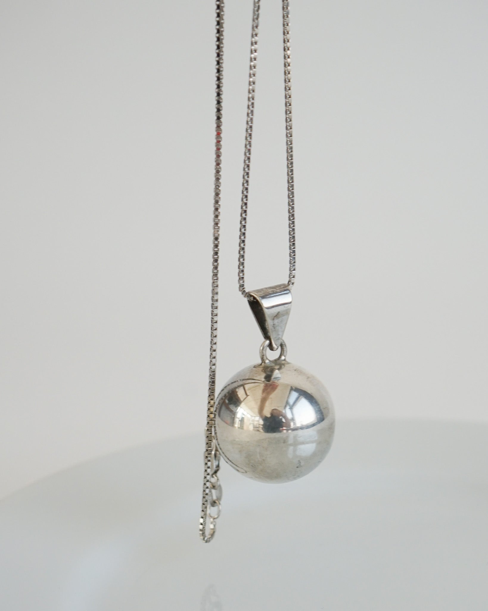Silver Chain Necklace w/ Chime Ball Charm