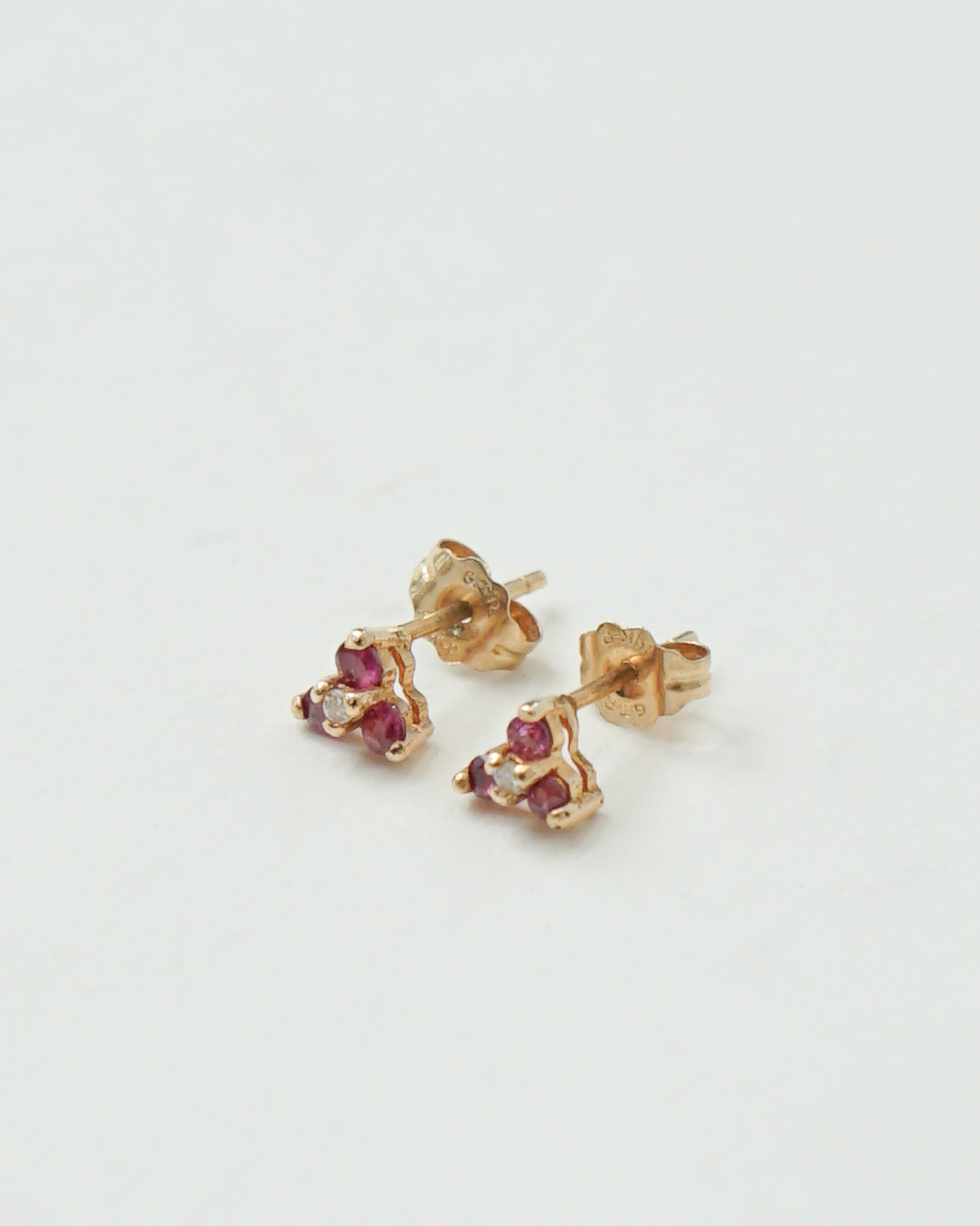 14k Gold x Ruby / Diamond Earrings
