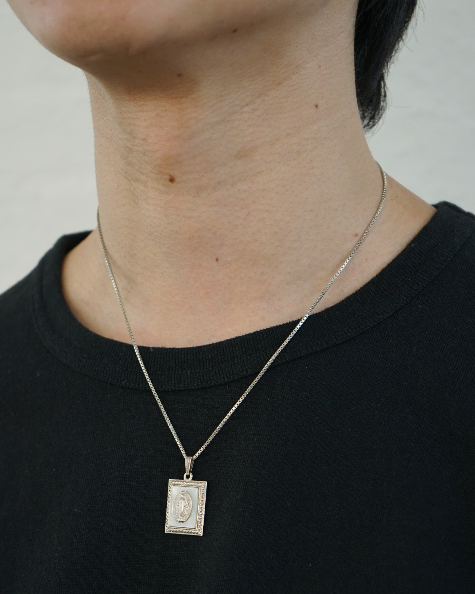 Silver Necklace w/ Religious Charm