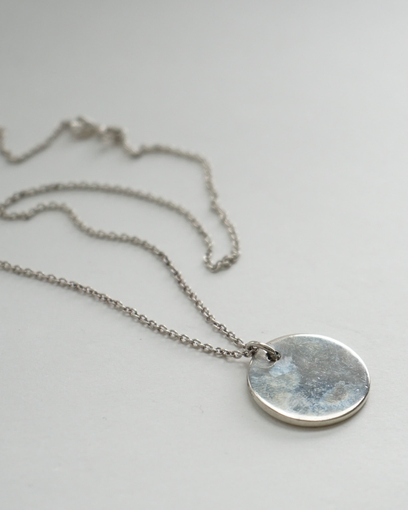 Silver Chain Necklace w/ Circle Tag Charm