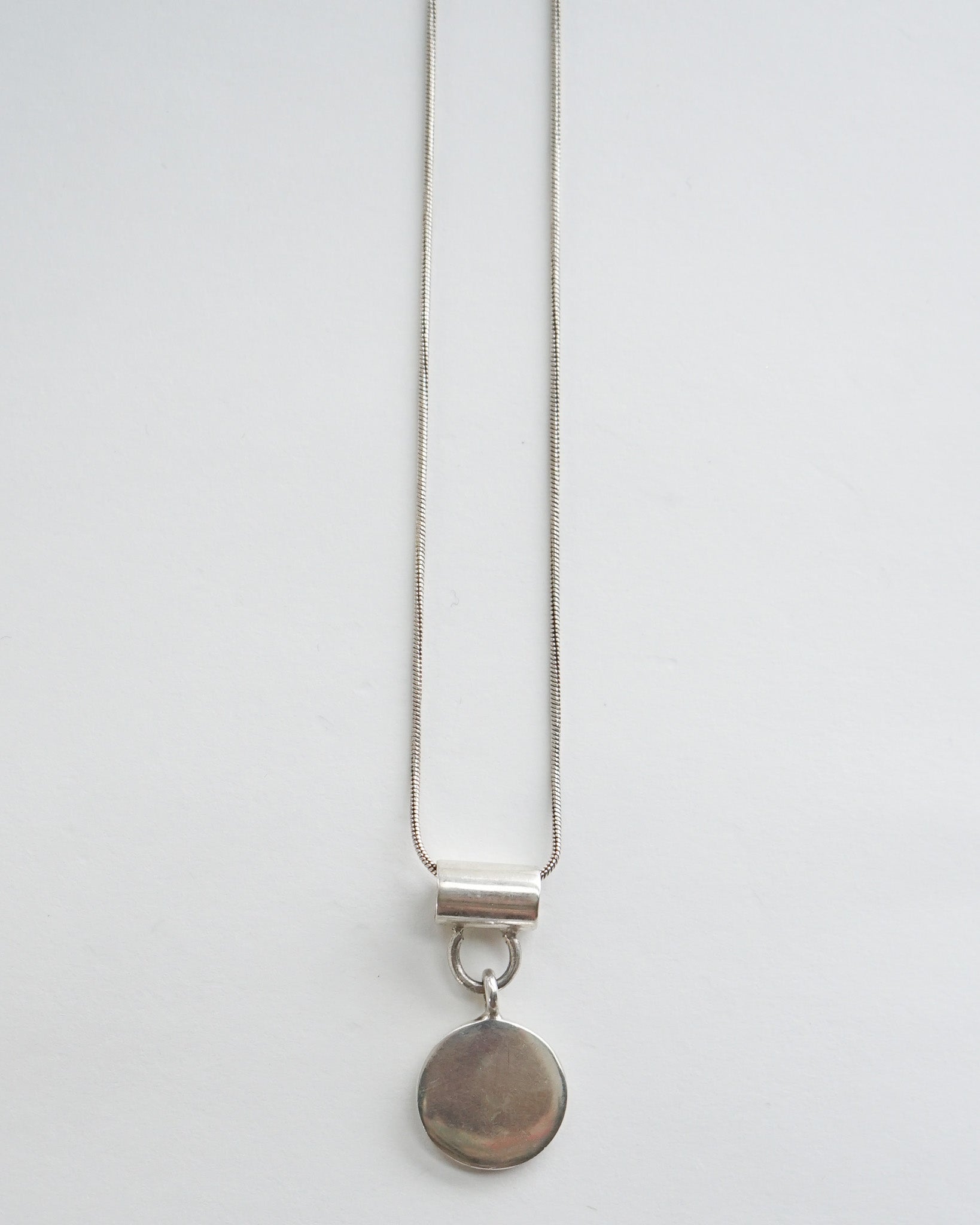 Silver Chain Necklace w/ Circle Tag Charm