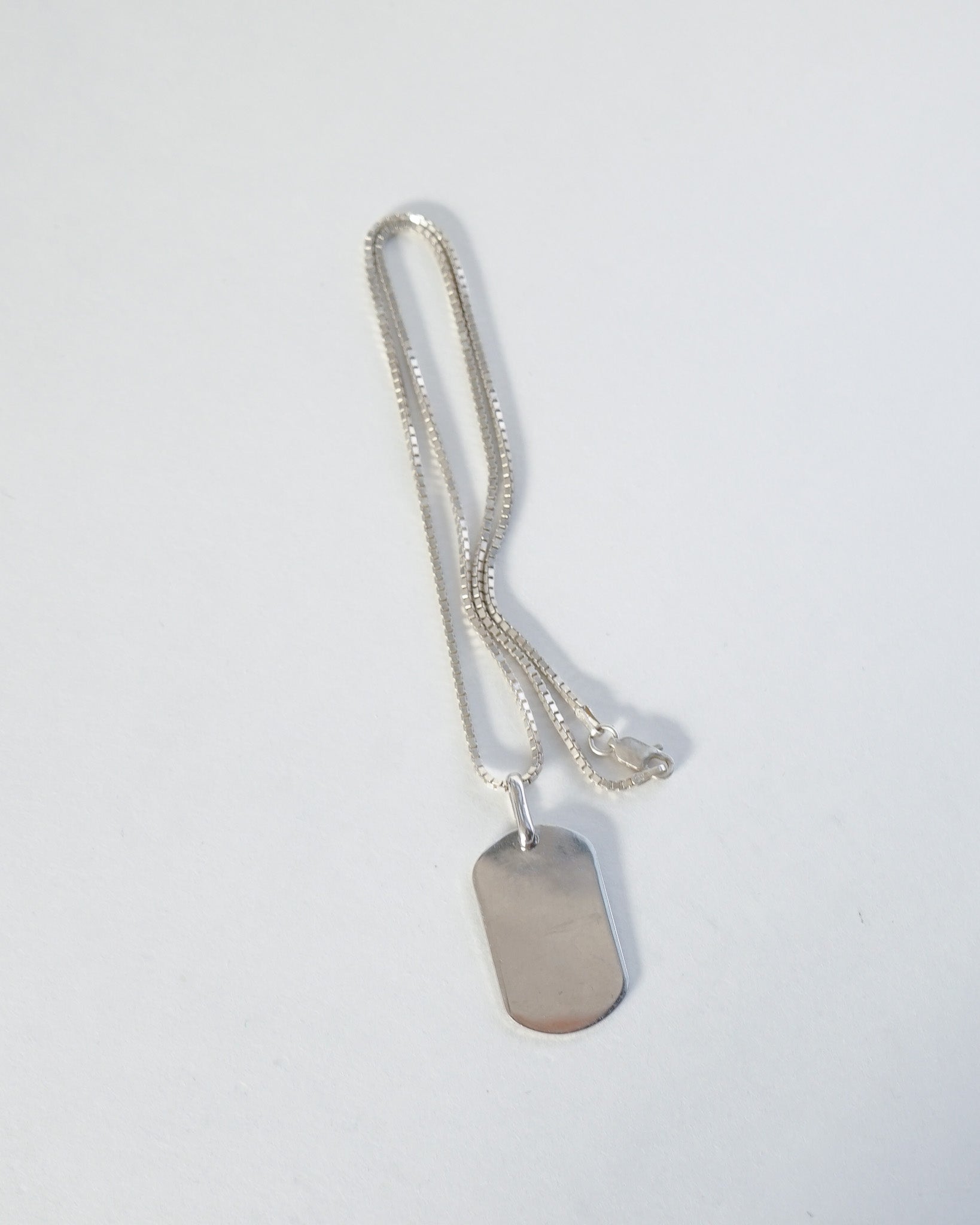 Silver Chain Necklace w/ Dog Tag Charm
