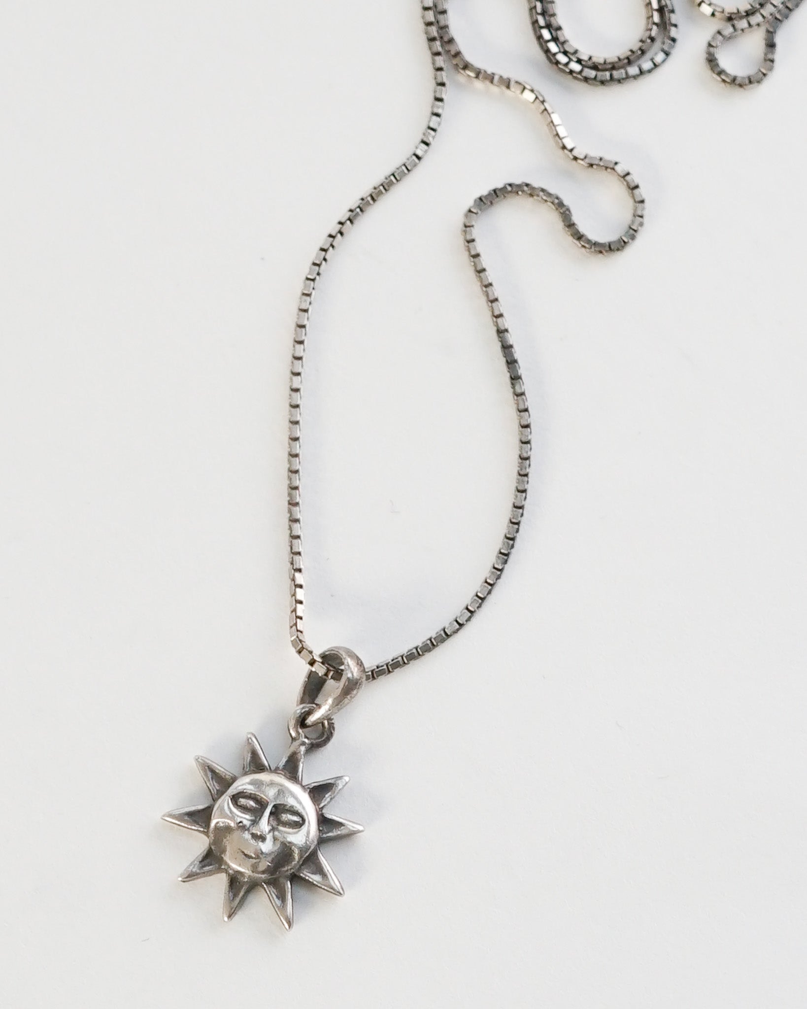 Silver Chain Necklace w/ Sun Charm