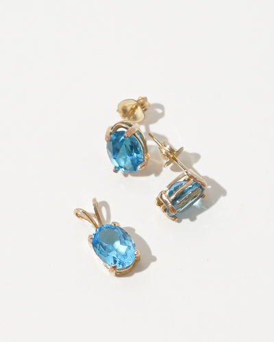 14k Gold x Blue Topaz Charm