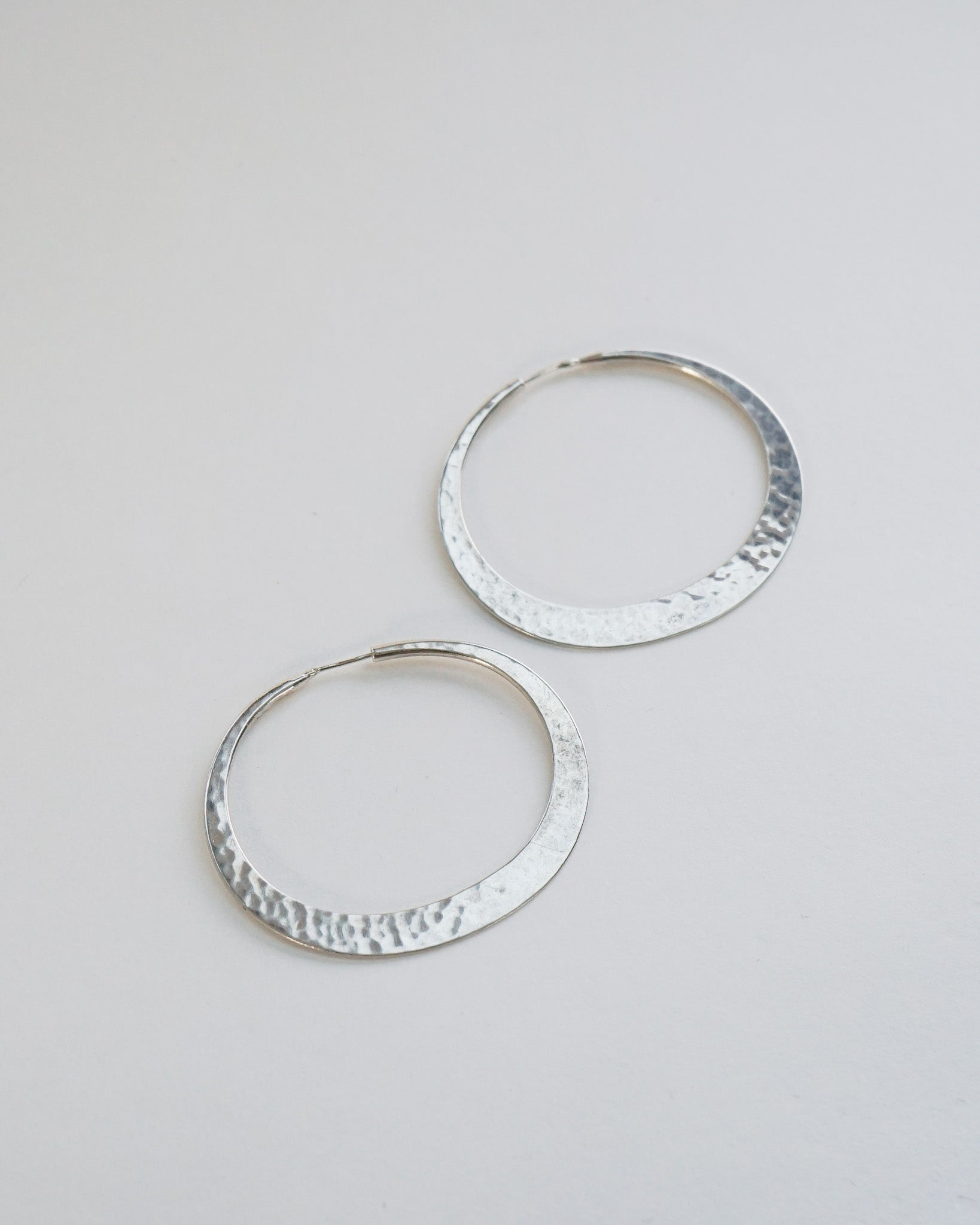 Silver Hammered Hoop Earrings