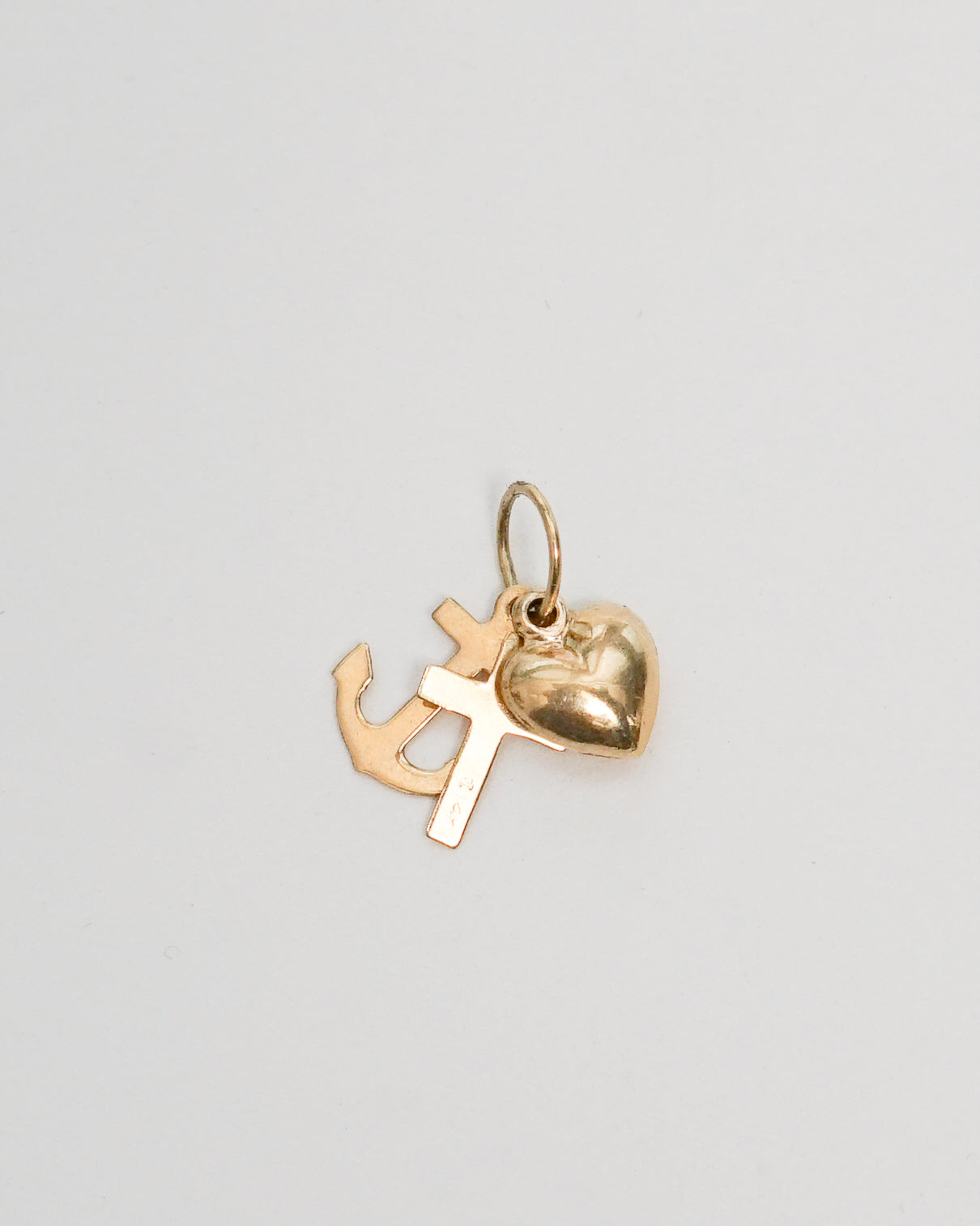 14k Gold Heart, Cross & Anchor Charm