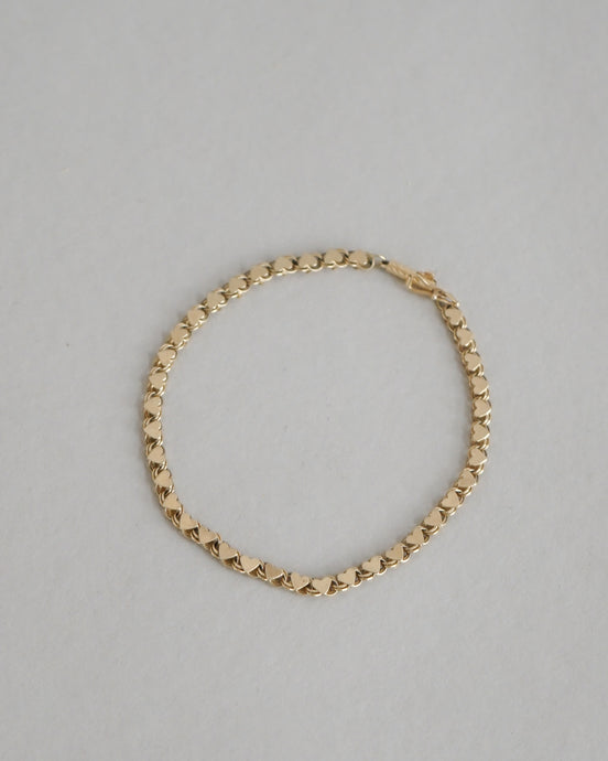 14k Gold Heart Chain Bracelet
