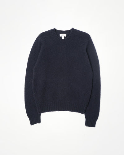 Brushed Shetland Sweater Crew Neck / Navy