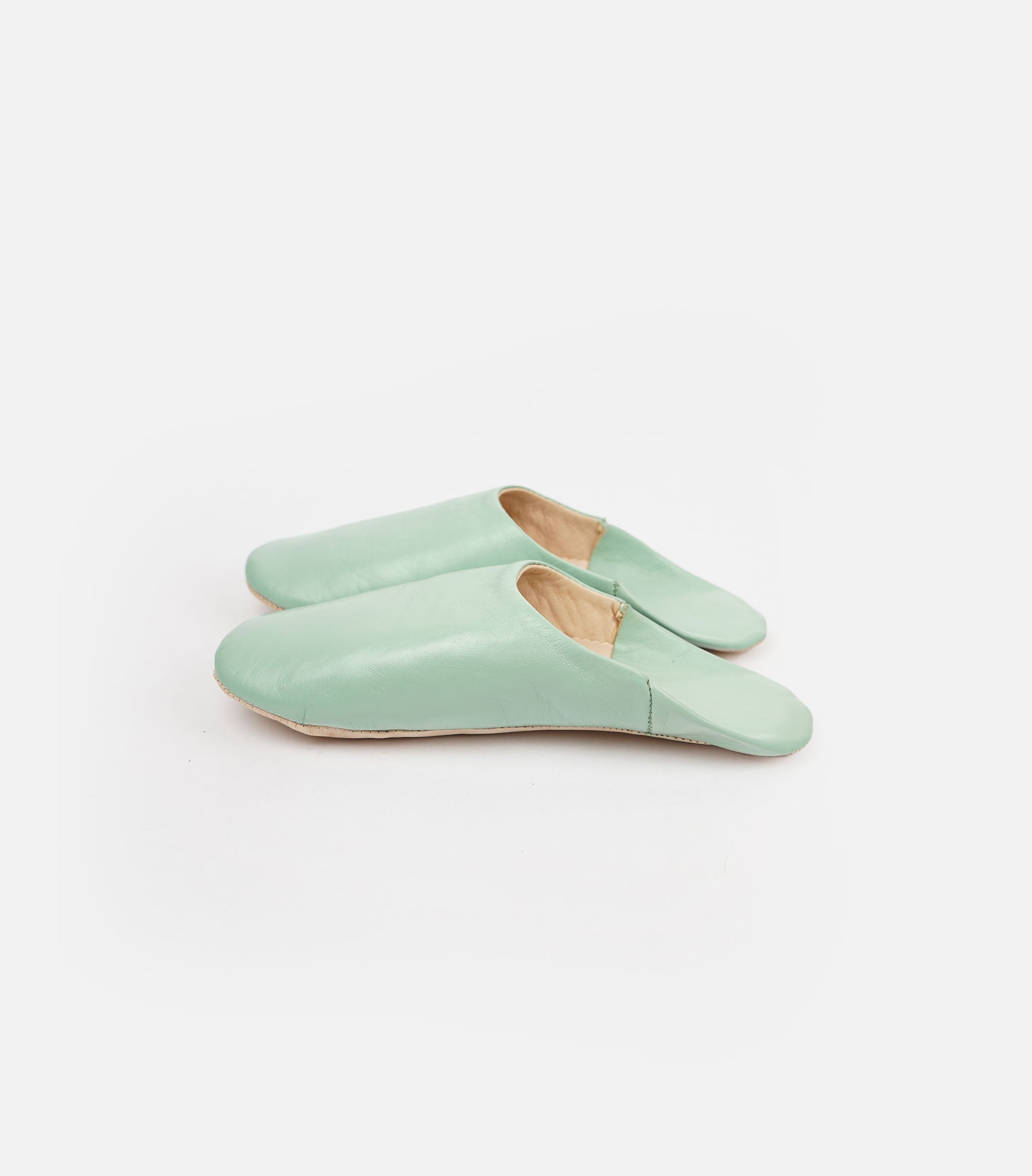 Moroccan Babouche Basic Slippers, Mint