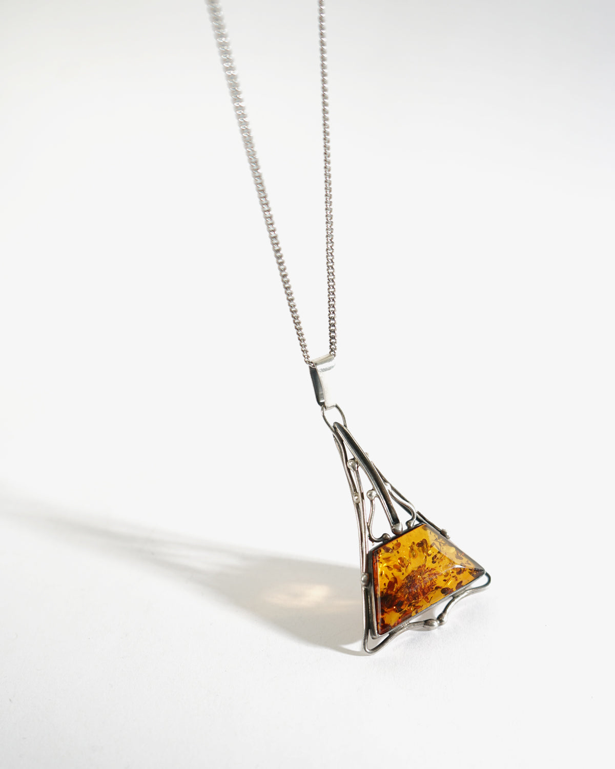 Silver Necklace w/ Amber Charm