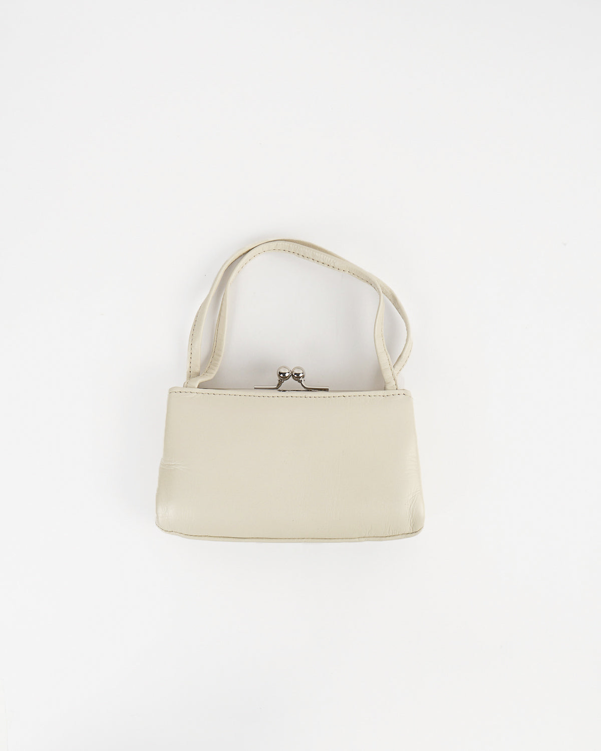 White Leather Purse With Handle