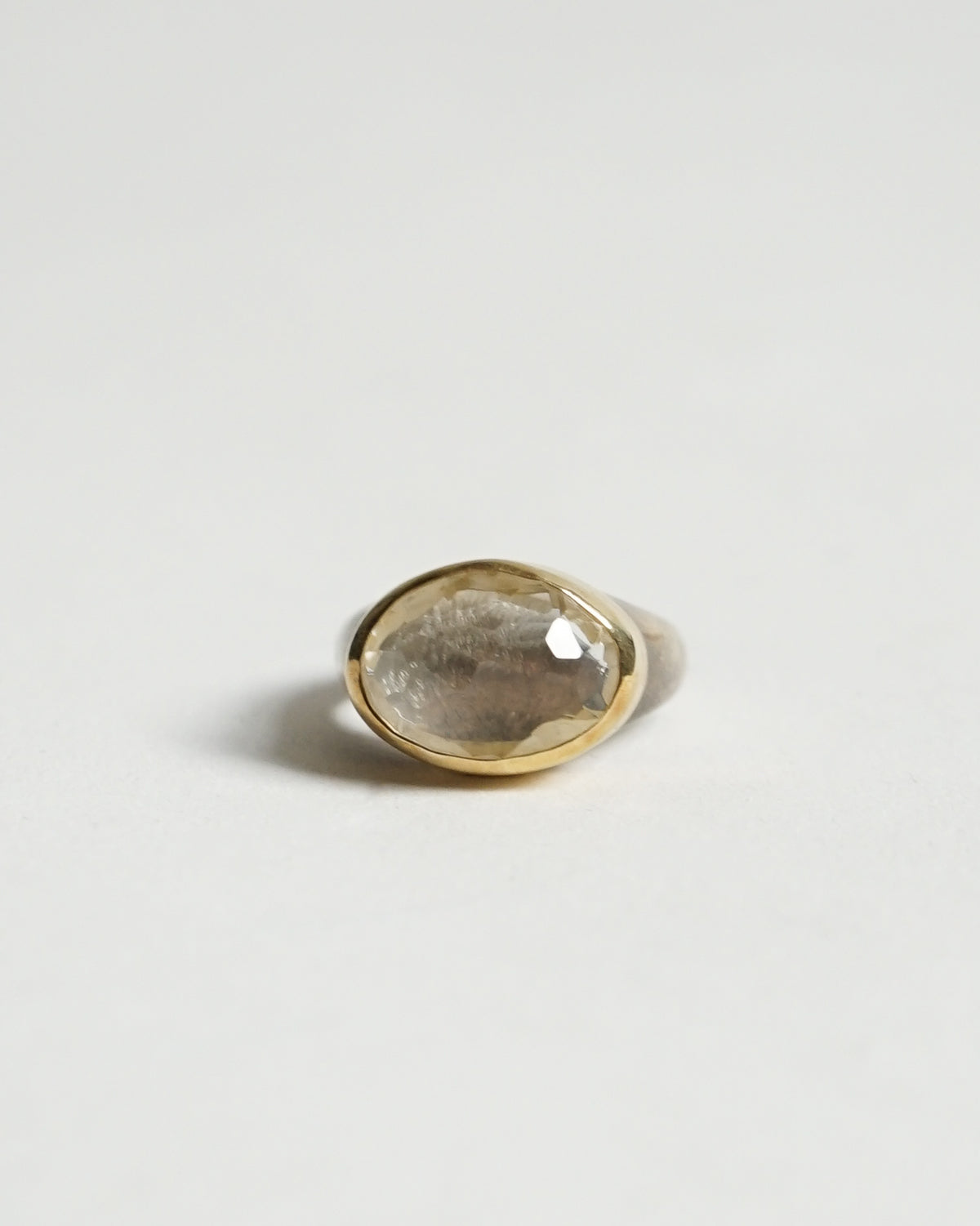 Silver x 18k Ring w/ Rock crystal / size: 6.5