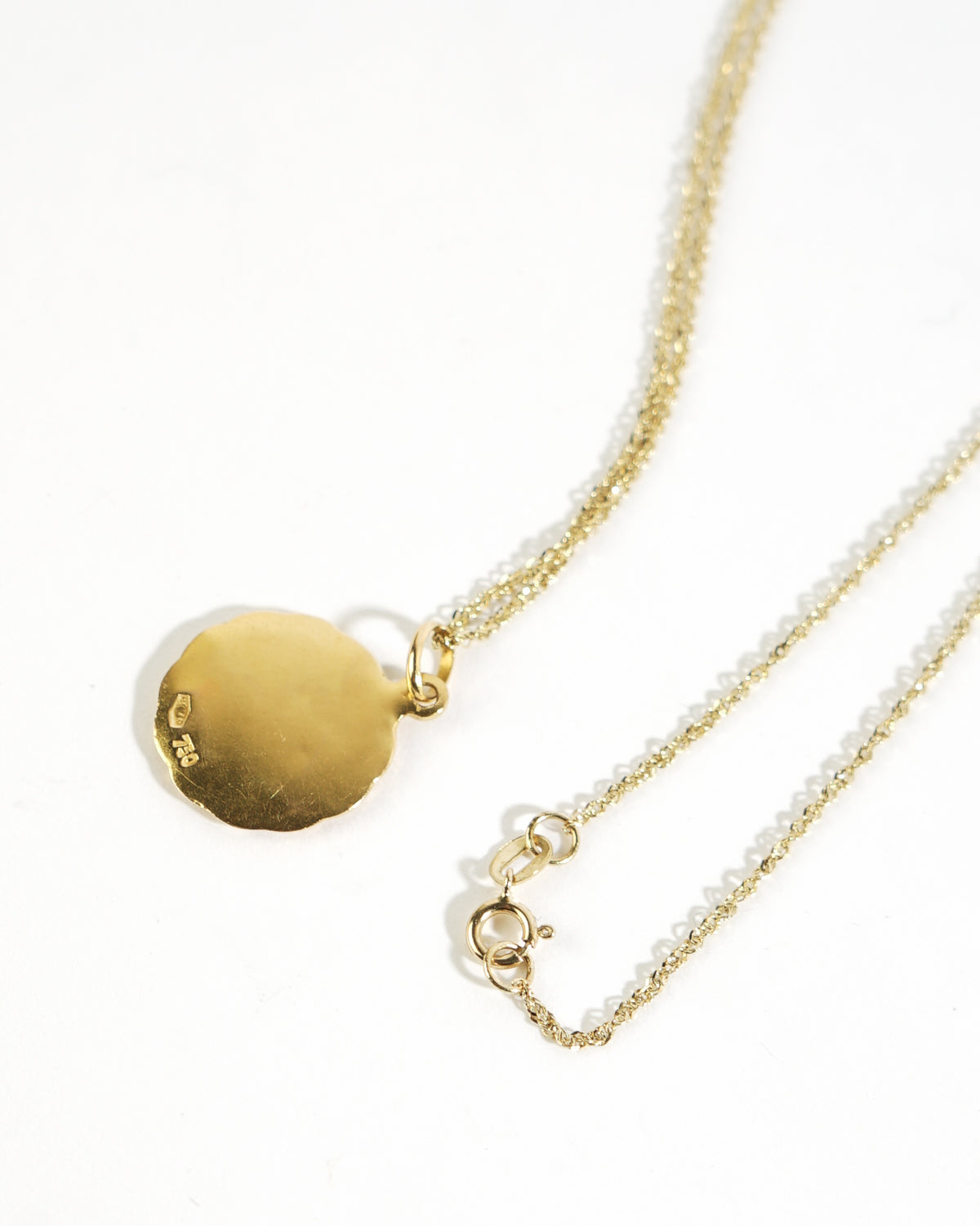 14k Gold Religious Coin Charm Necklace