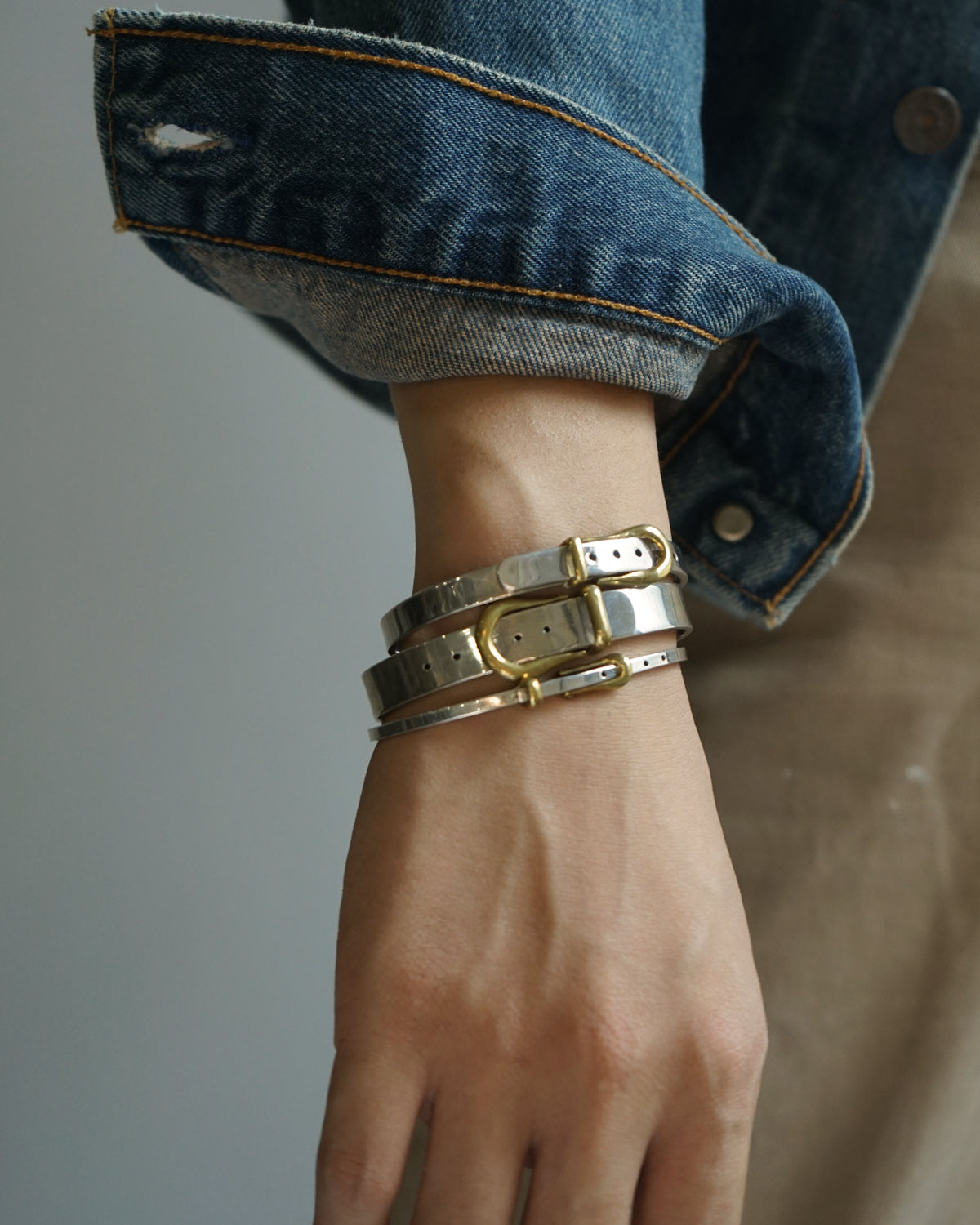 Silver x Brass Belt Cuff Bracelet