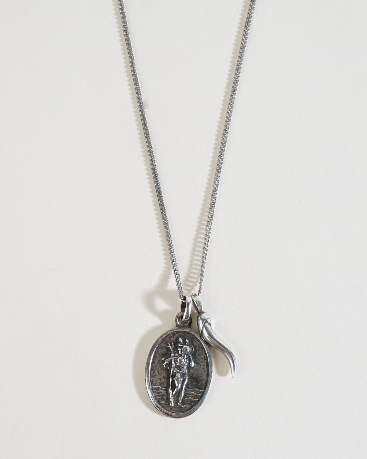 Silver Religious Two Charms Pendant