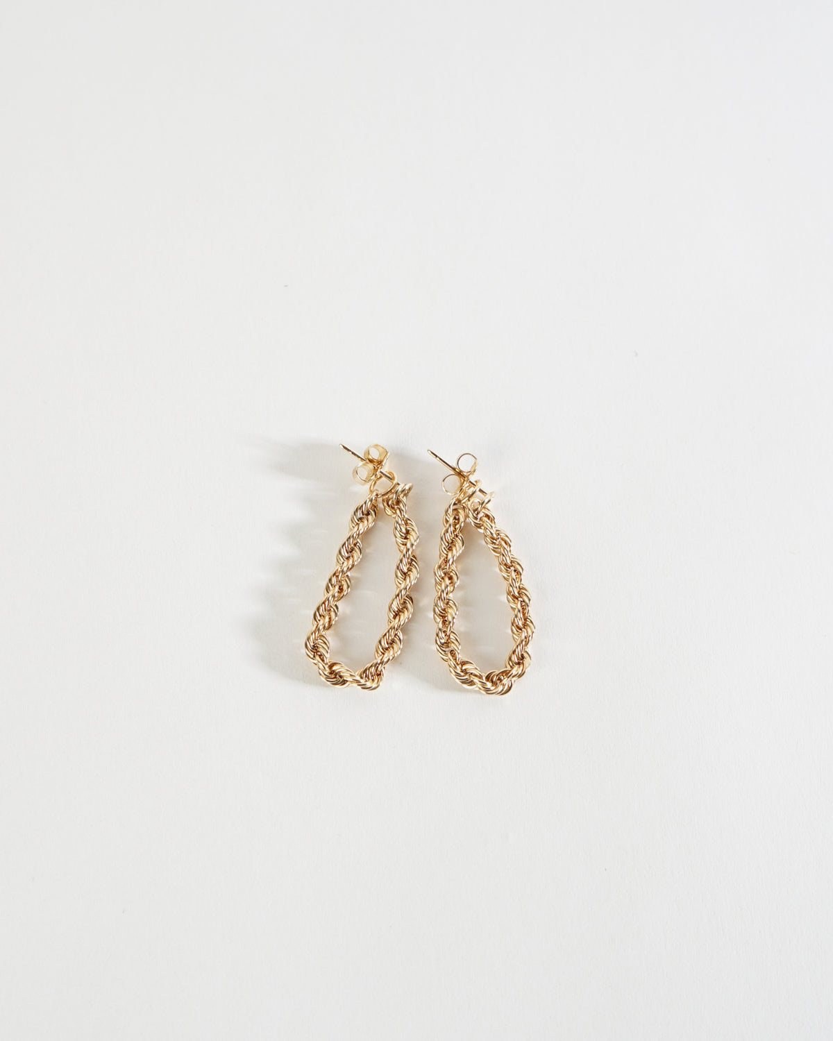 14k Gold Rope Chain Earrings
